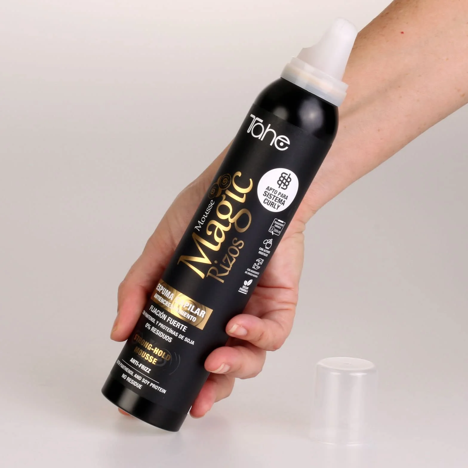 Tahe Magic Rizos Espuma fijación fuerte flexible antiencrespamiento cabello 200 ml