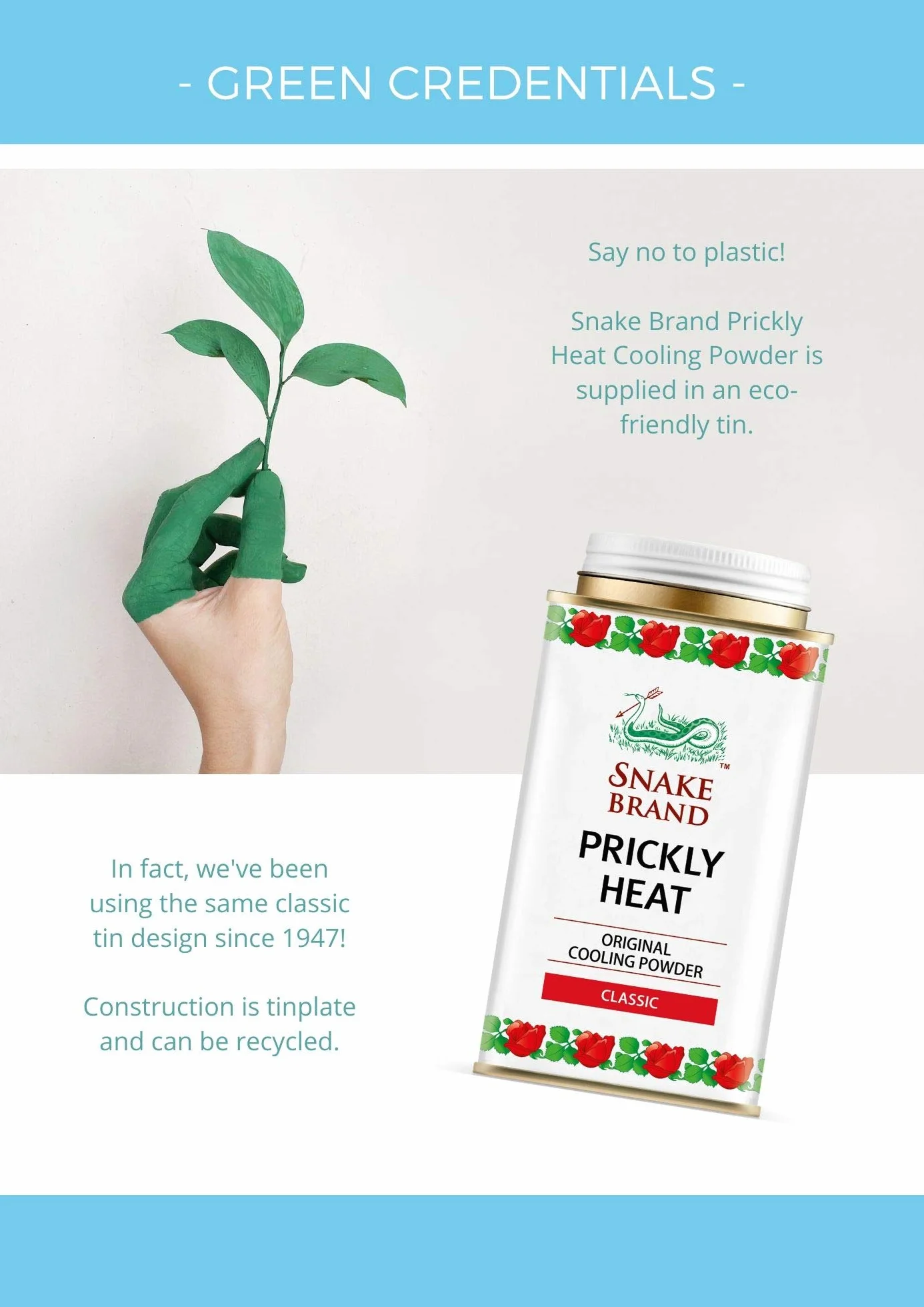 Snake Brand Prickly Heat Powder Classic 140g Paquete de 3