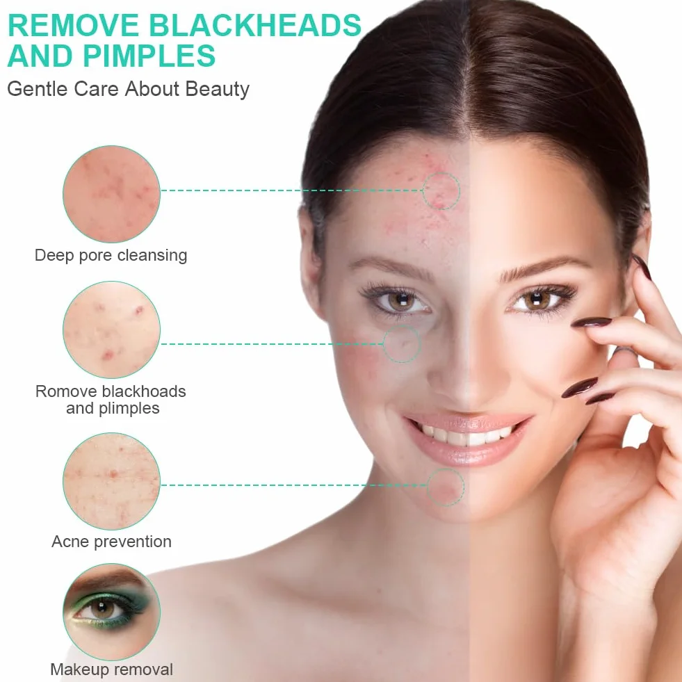 LOPHE Cepillo de Limpieza Facial 7 en 1 Eléctrico Limpieza Profunda Masaje Eliminación Puntos Negros Verde