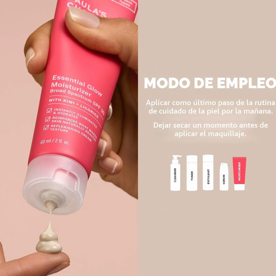 Paula's Choice Glow Crema Hidratante Facial FPS 30, 60 ml | Hidrata, Ilumina y Protege la Piel - Protege de los Efectos Nocivos de la Contaminación - Aceite de Argan y Extracto de Kiwi
