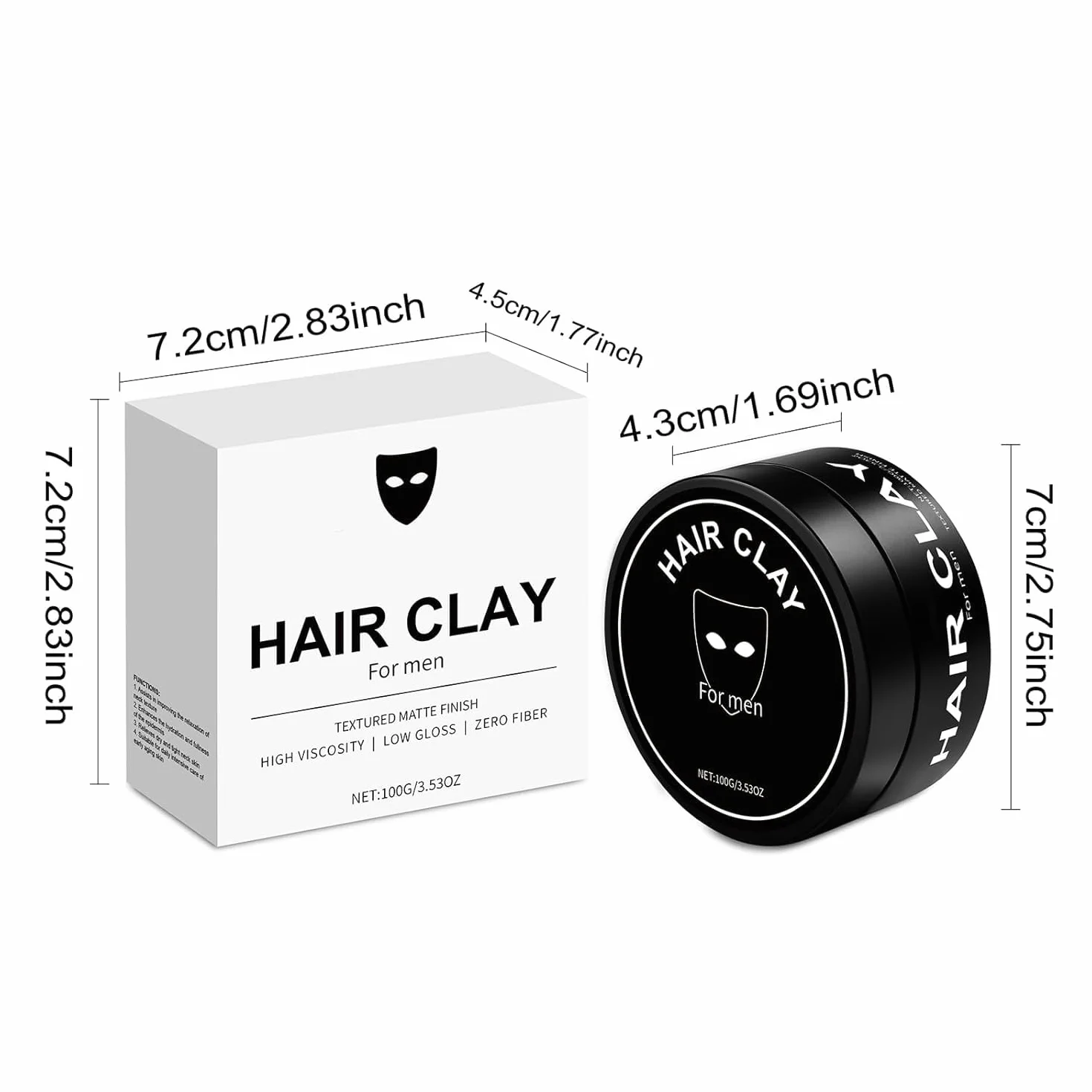 Arcilla de peinado para hombres 100 g acabado mate pasta de pelo a base de agua volumen textura
