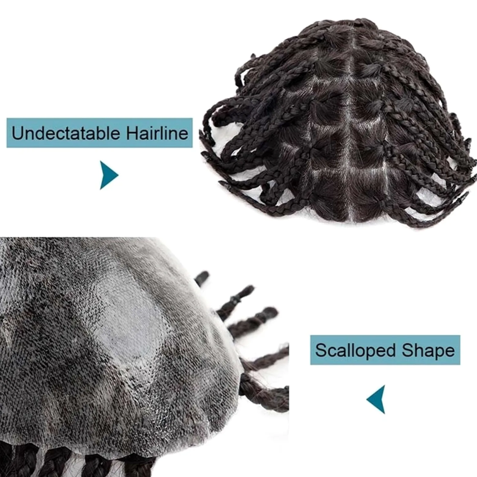 Hombres Sistema de cabello humano trenzado crochet for hombre, postizo, trenzas, tupé for Peinado