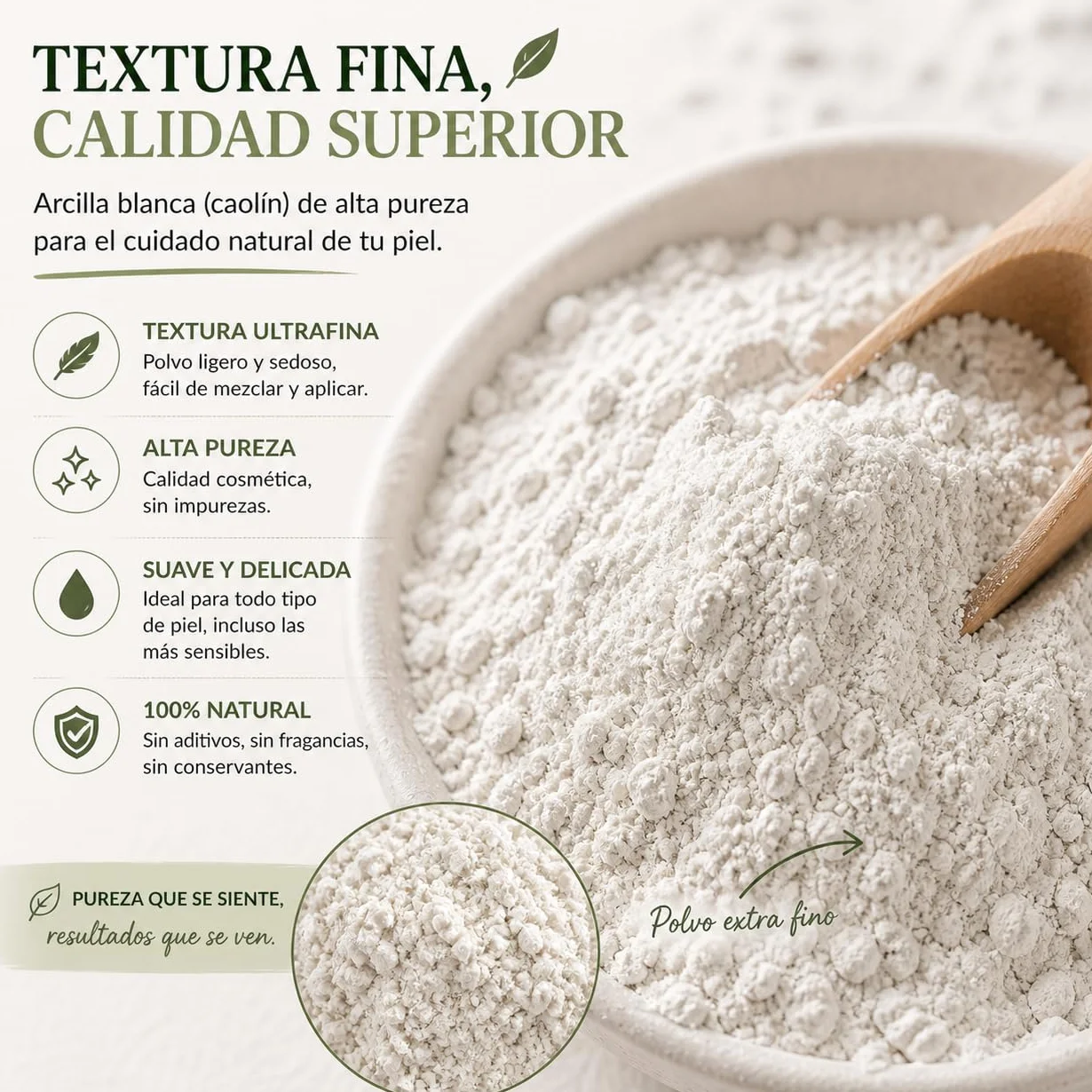 Arcilla Blanca Caolín 100% Natural de Portugal (250g) – Polvo Cosmético para Cuidado de la Piel