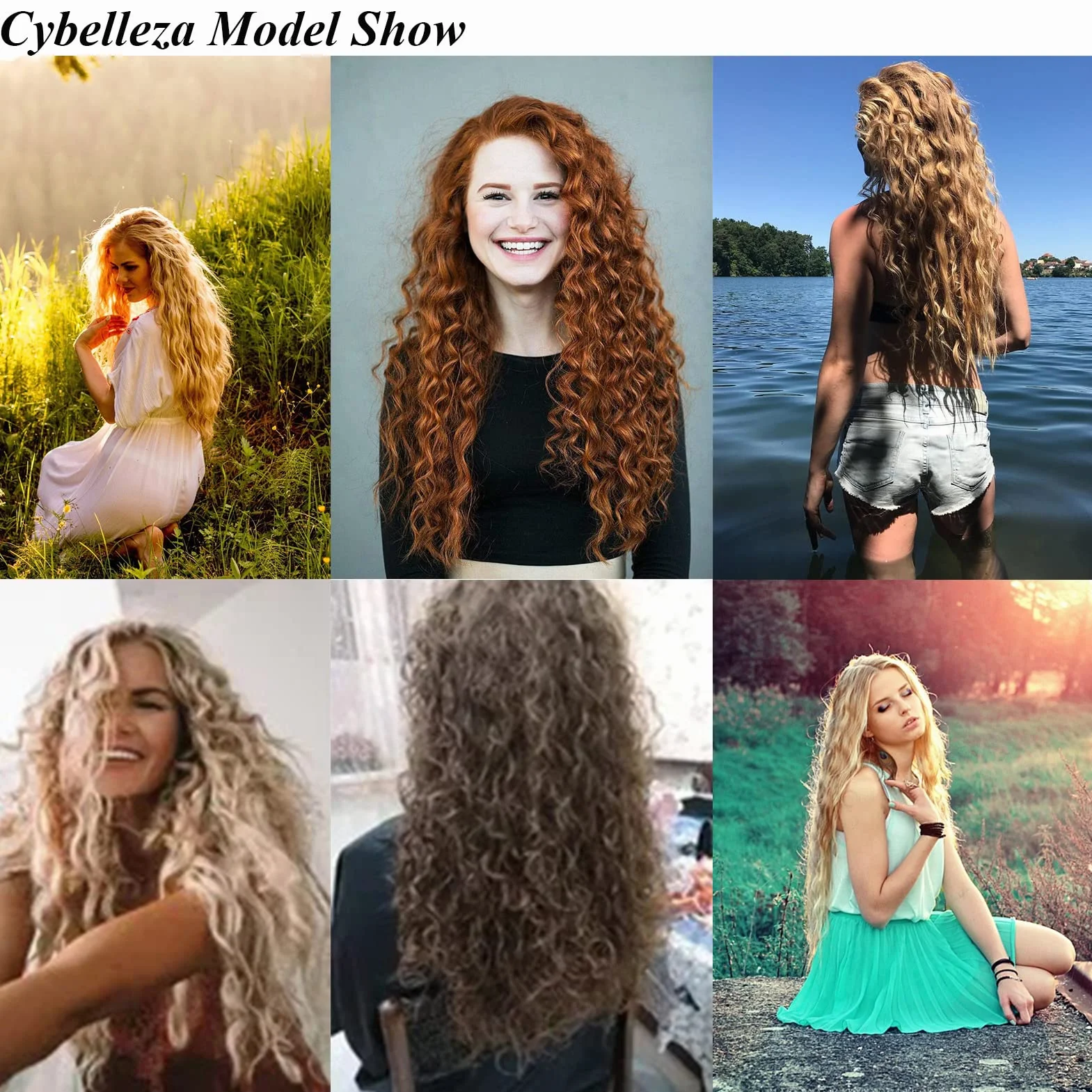 Extensiones de Pelo Rizado 50cm 6 Piezas 16 Clips Sintético Marrón y Rubio