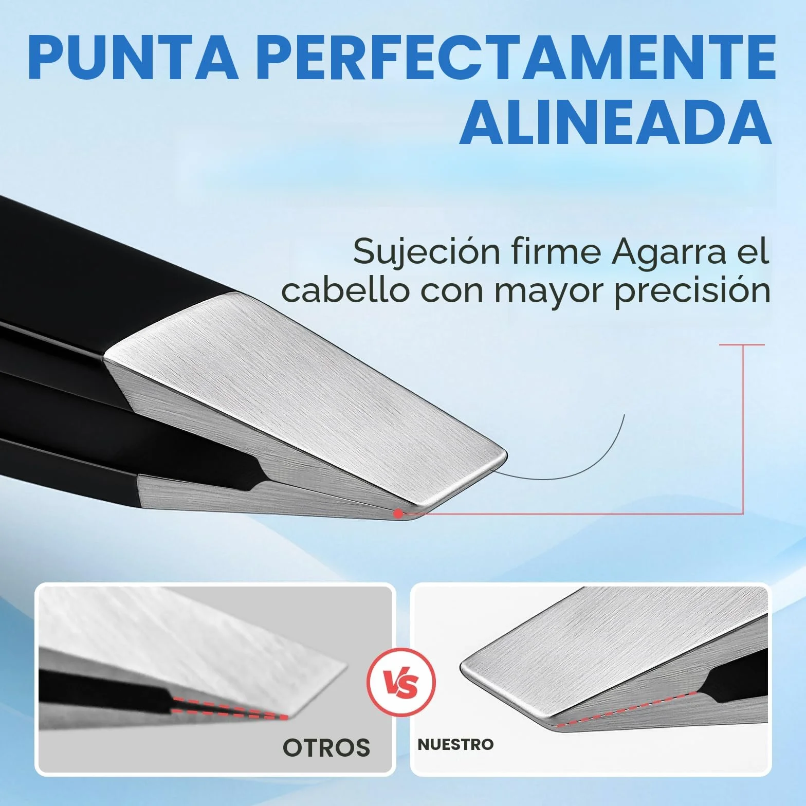 Pinzas profesionales acero inoxidable cejas mujer 2 unidades negro