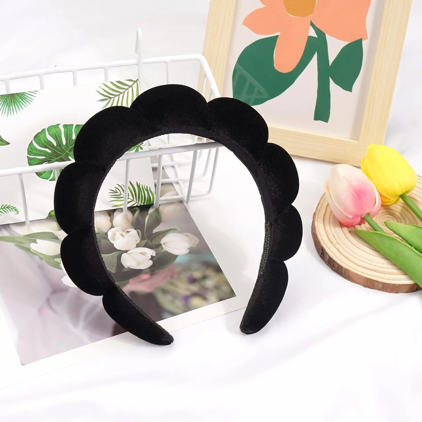 DRESHOW Diadema Spa para Mujeres con Esponja para Lavarse la Cara Nubes Suave Tejido de Rizo Cuidado de la Piel Maquillaje