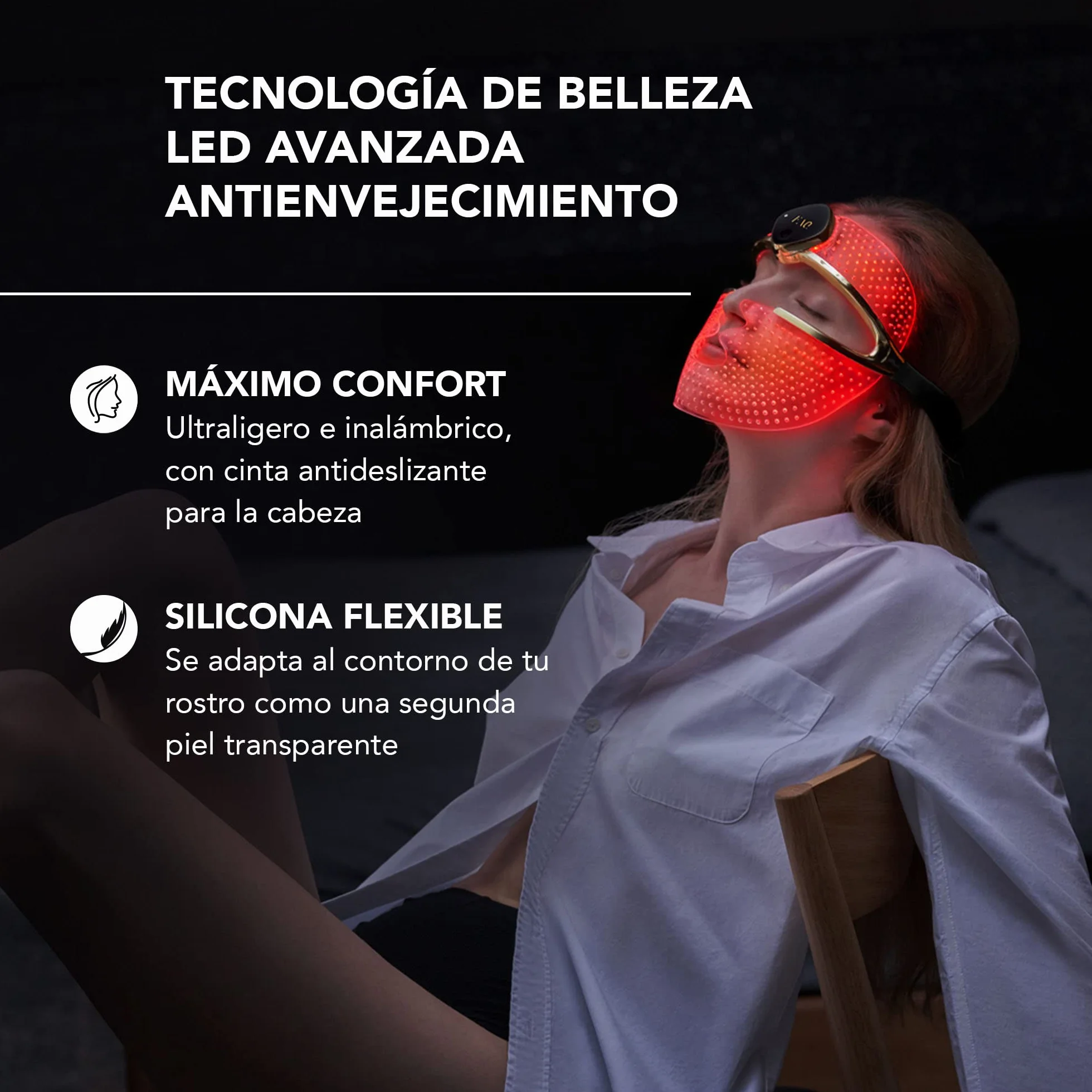 FAQ 202 Máscara facial LED inalámbrica con estuche de viaje - Cuidado antiedad con 8 ajustes - 600 puntos de luz para el tratamiento dirigido y el cuidado facial - Pack de viaje, ligero y duradero