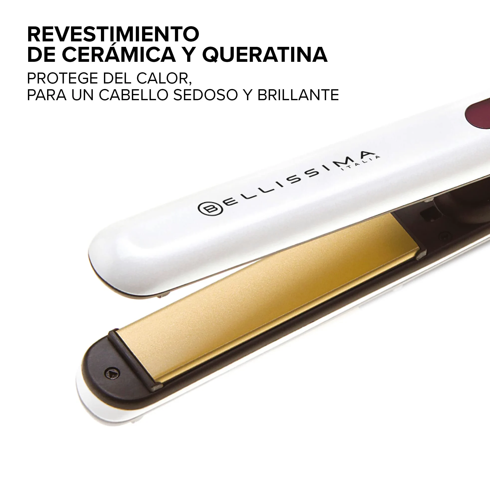 Bellissima Imetec B9 400, Plancha de pelo para peinado liso u ondulado, revestimiento de cerámica y queratina, placas redondeadas, digital, visor LCD | Estilo liso o ondulado | Revestimiento de cerámica y queratina | Placas redondeadas