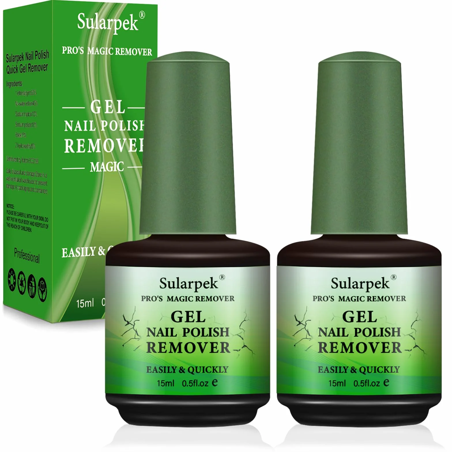 Sularpek Removedor Esmalte Permanente, Quita Esmalte Semipermanentes Uñas, Gel Nail Polish Remover Set