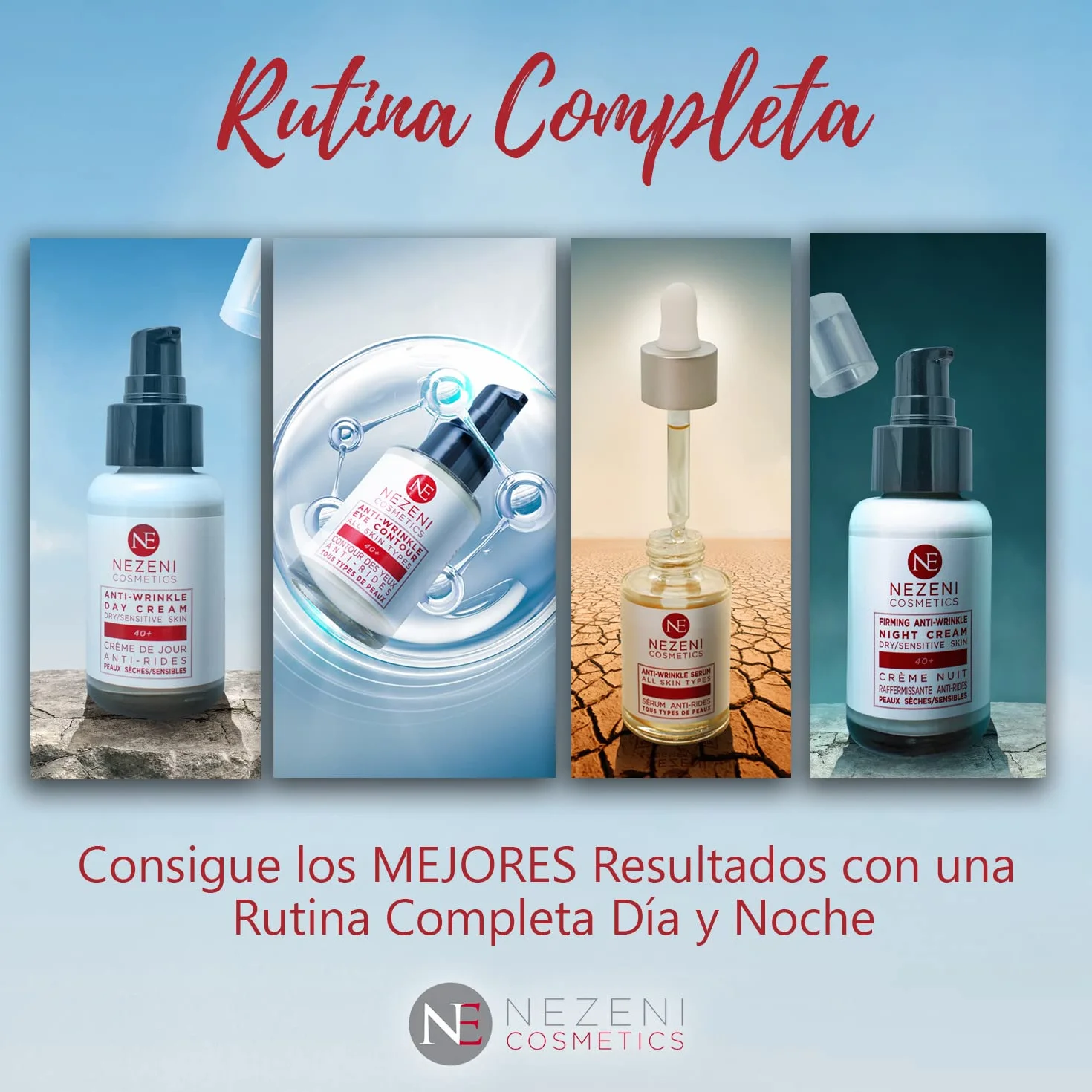 Nezeni Crema Facial Antiarrugas Mujer/Hombre 16 Principios Activos | Rellenador Arrugas Profundas | Crema Antiarrugas Día Reafirmante Para Cara, Cuello y Escote | Piel Normal, Grasa y Mixta
