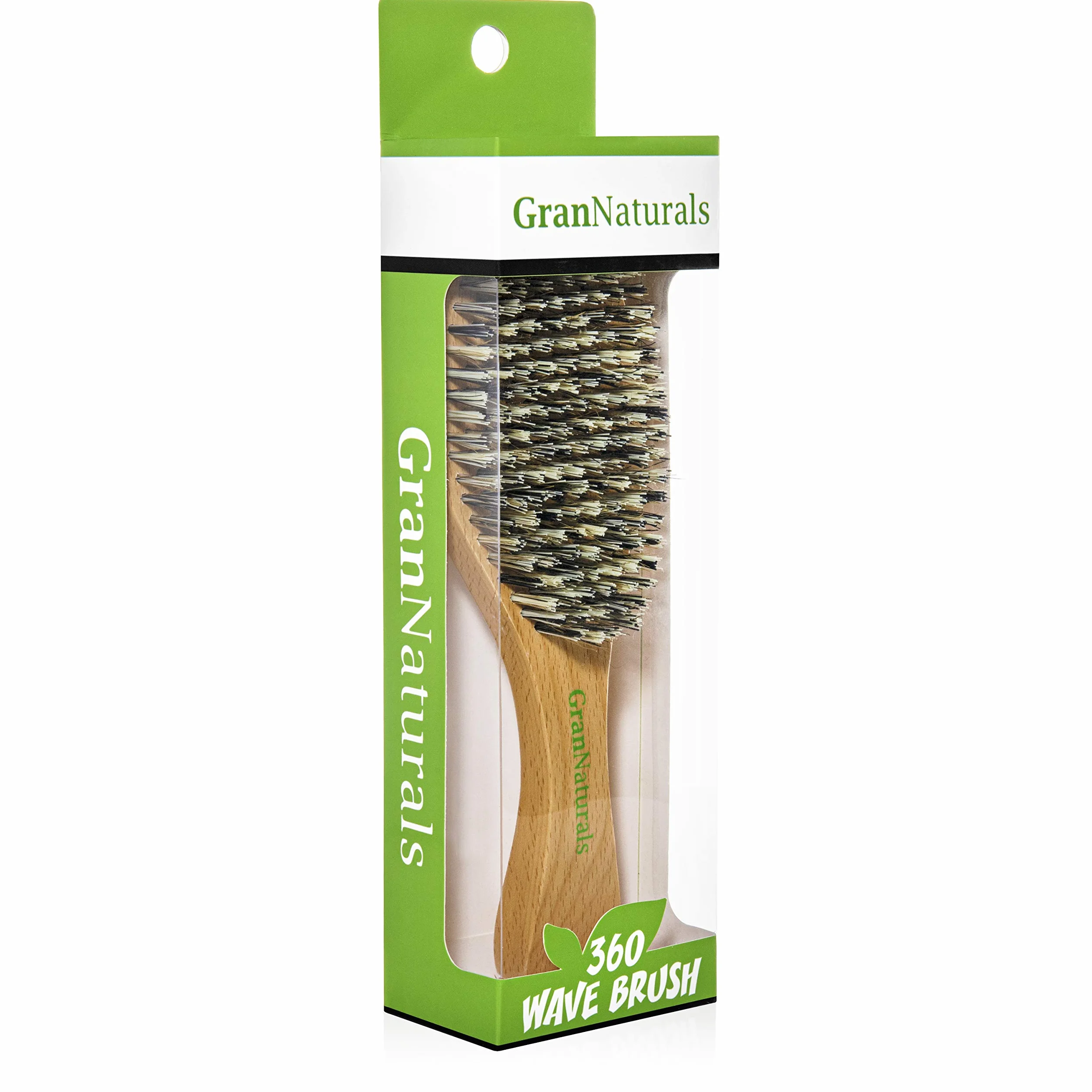 GranNaturals - Cepillo de pelo extra duro con cerdas de nailon extrarresistentes para 360 ondas