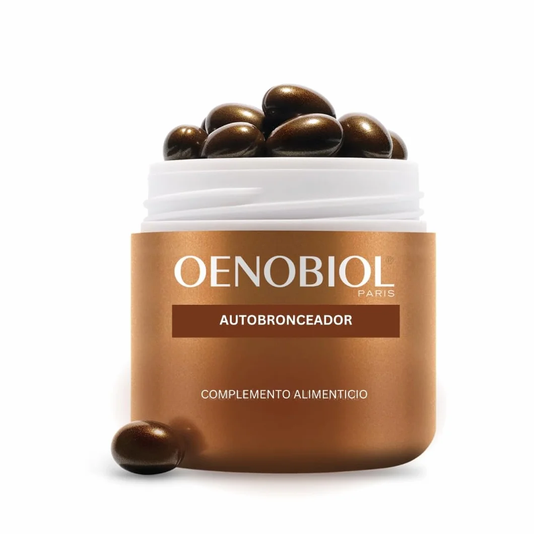 Oenobiol Autobronceador Triplo - Bronceador facial y corporal sin sol - Complemento alimenticio con cúrcuma, licopeno y luteína - 90 cápsulas