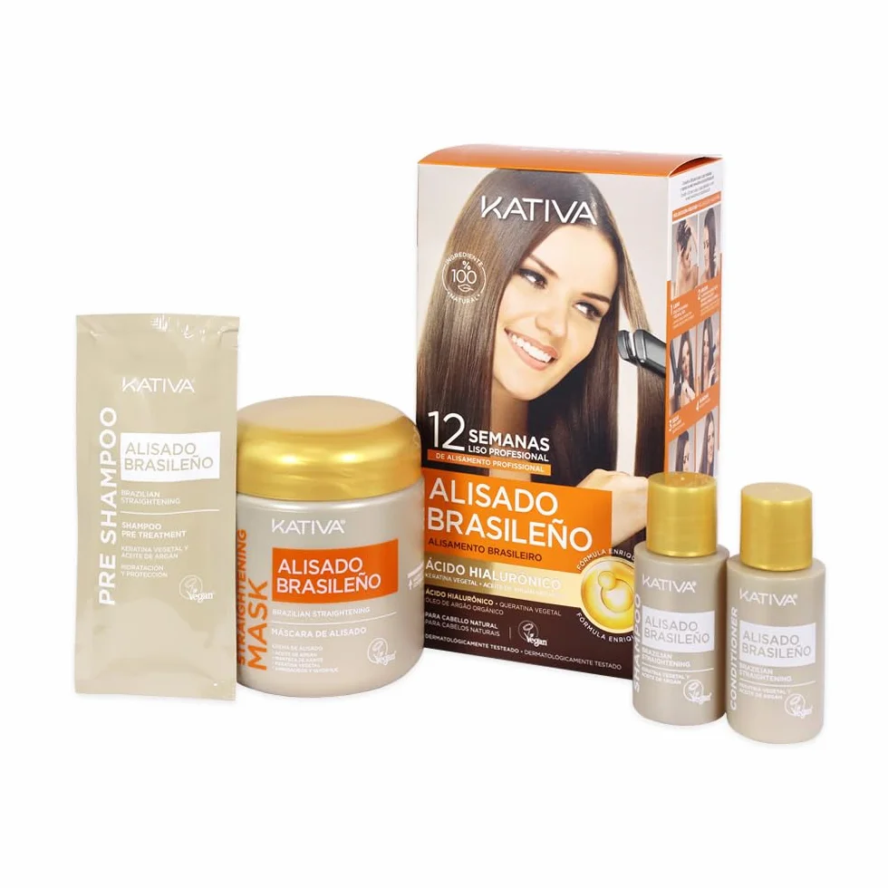 Kativa Alisado Brasileño Pack 2 Tratamiento Profesional Keratina Ácido Hialurónico Vegano 12 Semanas