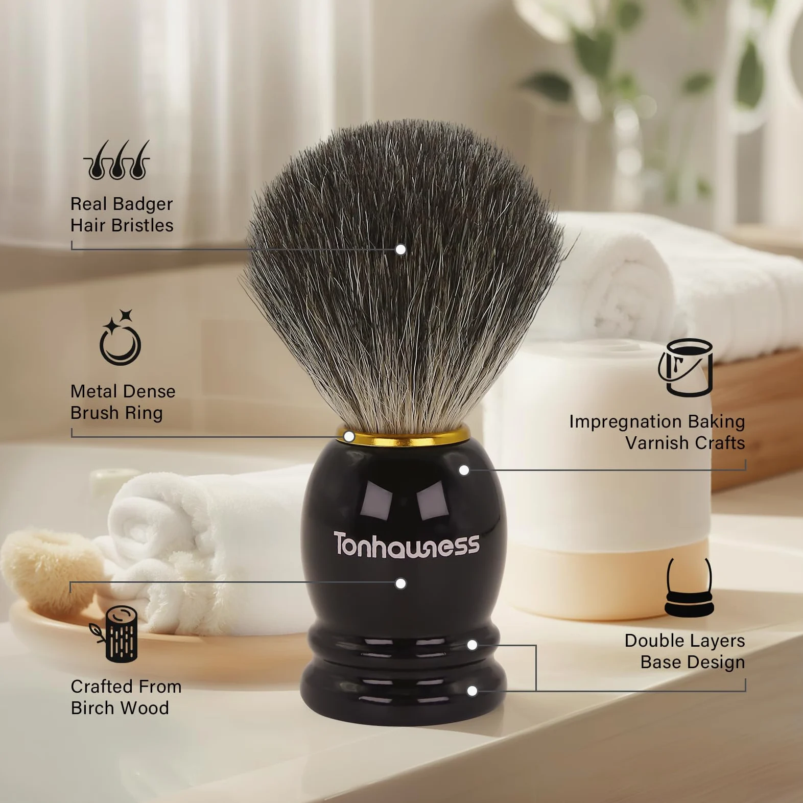 Kit de brochas de afeitar para hombre, juego de brochas de afeitar 4 en 1, incluye cepillo de afeitar de pelo de tejón, cuenco de afeitar de acero inoxidable, soporte de afeitado y jabón