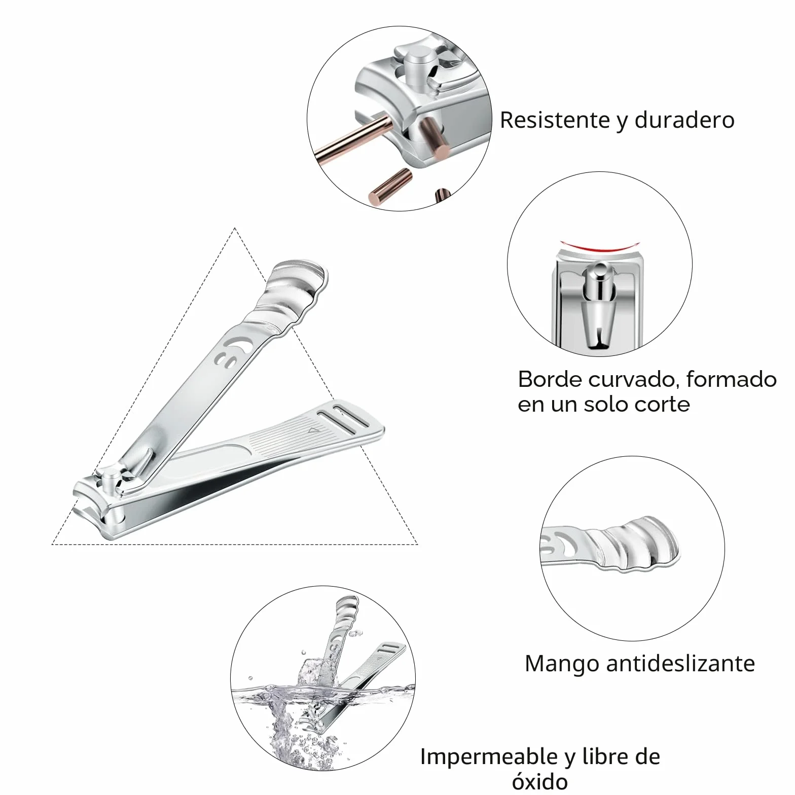 Set de Manicura y Pedicura 23 PCS Acero Inoxidable Profesional Cortaúñas con Estuche de Viaje Cuero Negro/Plata