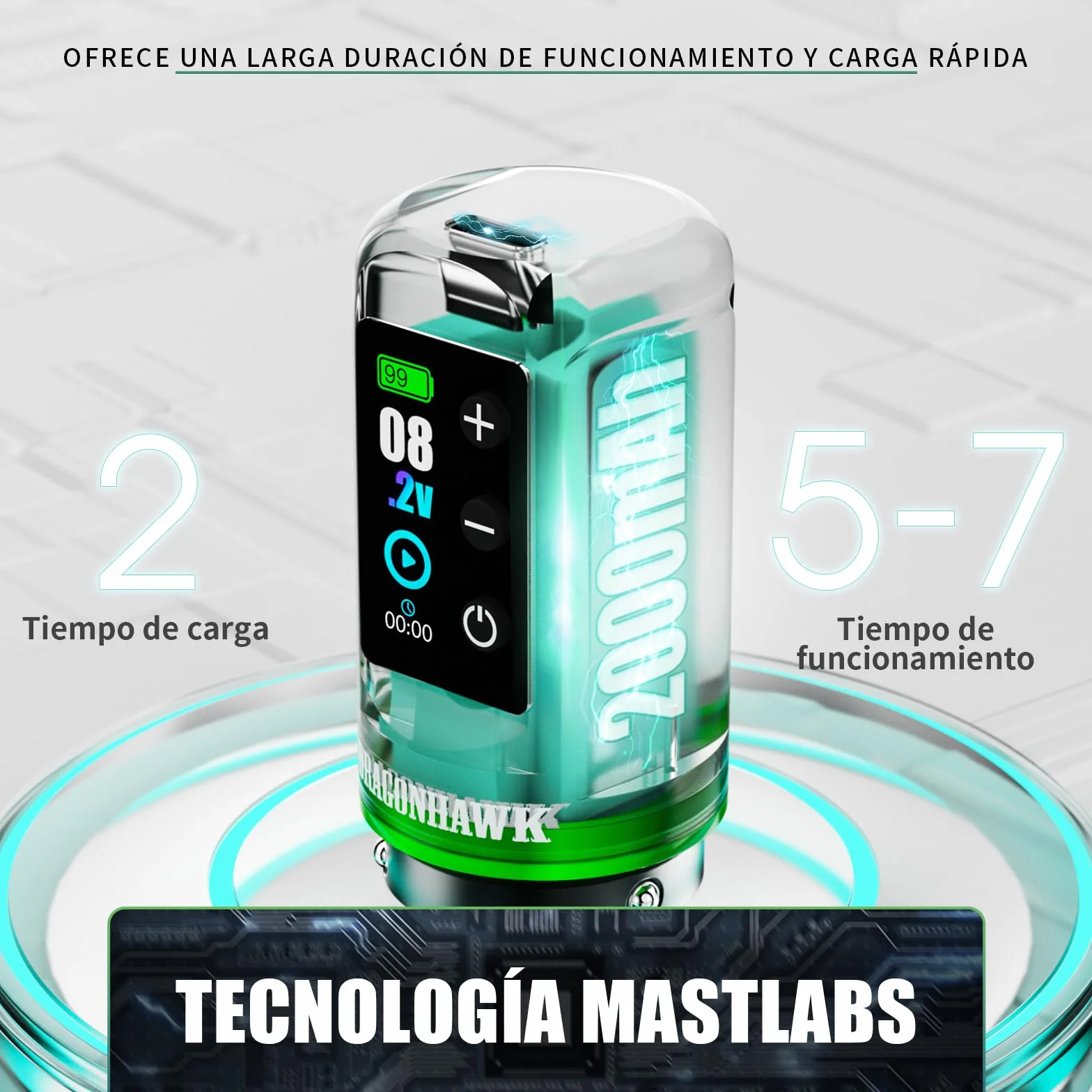 Dragonhawk L3 Kit de Tatuaje, Máquina de Tatuar Inalámbrica con Recorrido de 2.4-4.2 mm y Batería de 2000 mAh, Impresora de Esténciles, 20 Agujas Cartucho para Principiantes y Artistas