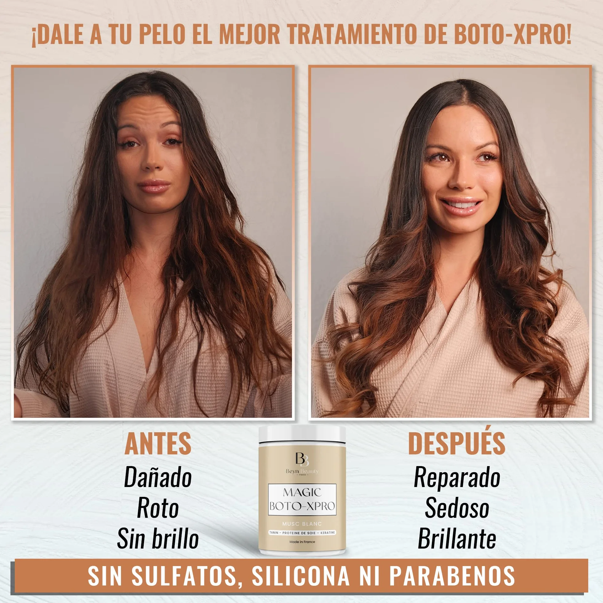 Botoxpro Capilar Reestructurante Mascarilla Pelo Keratina Cabello Dañado Hidrata Alisa Fortalece Ácido Hialurónico Queratina Tanino Made in France