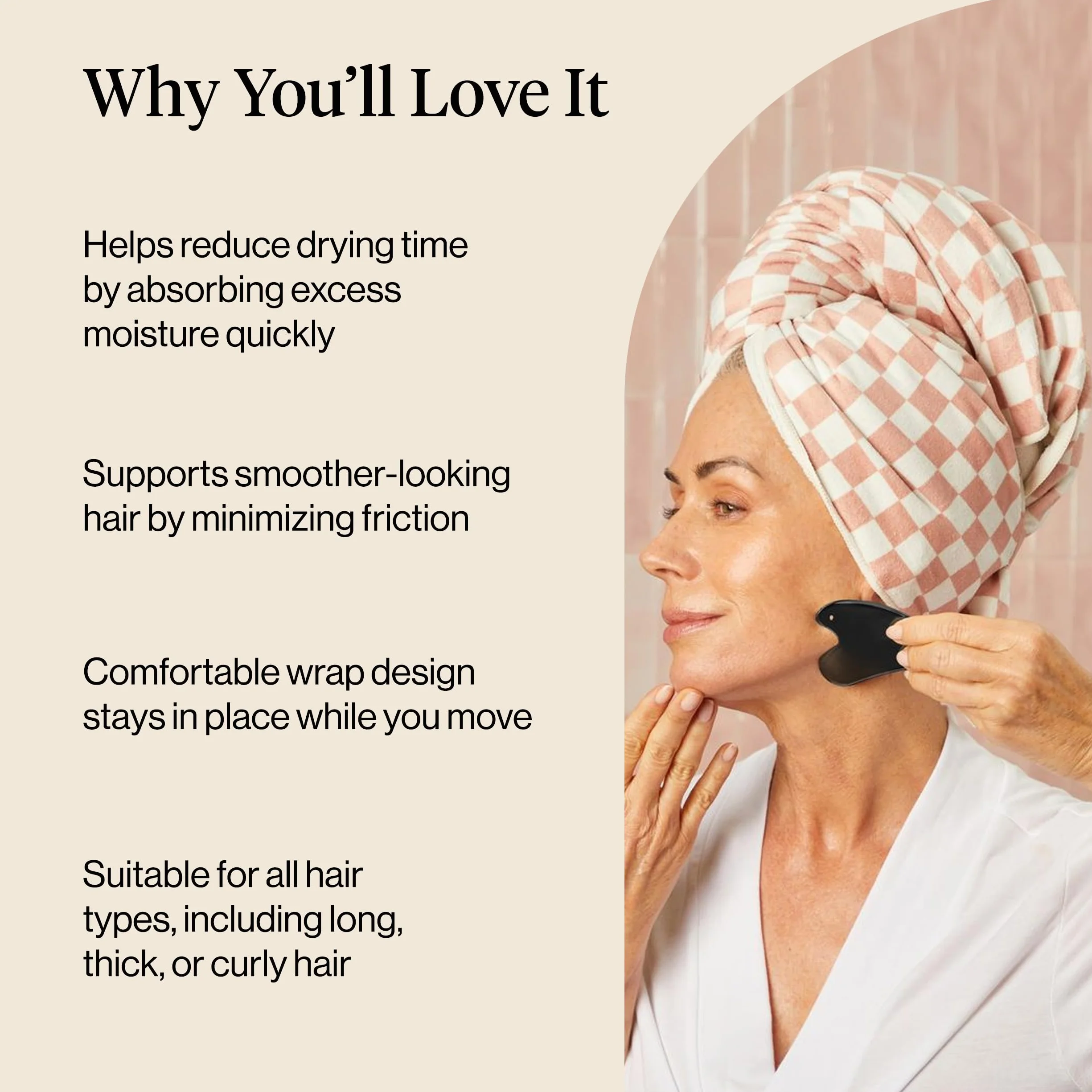 Kitsch Toalla de microfibra XL supers absorbente secado rápido antiencrespamiento turbante cabello húmedo