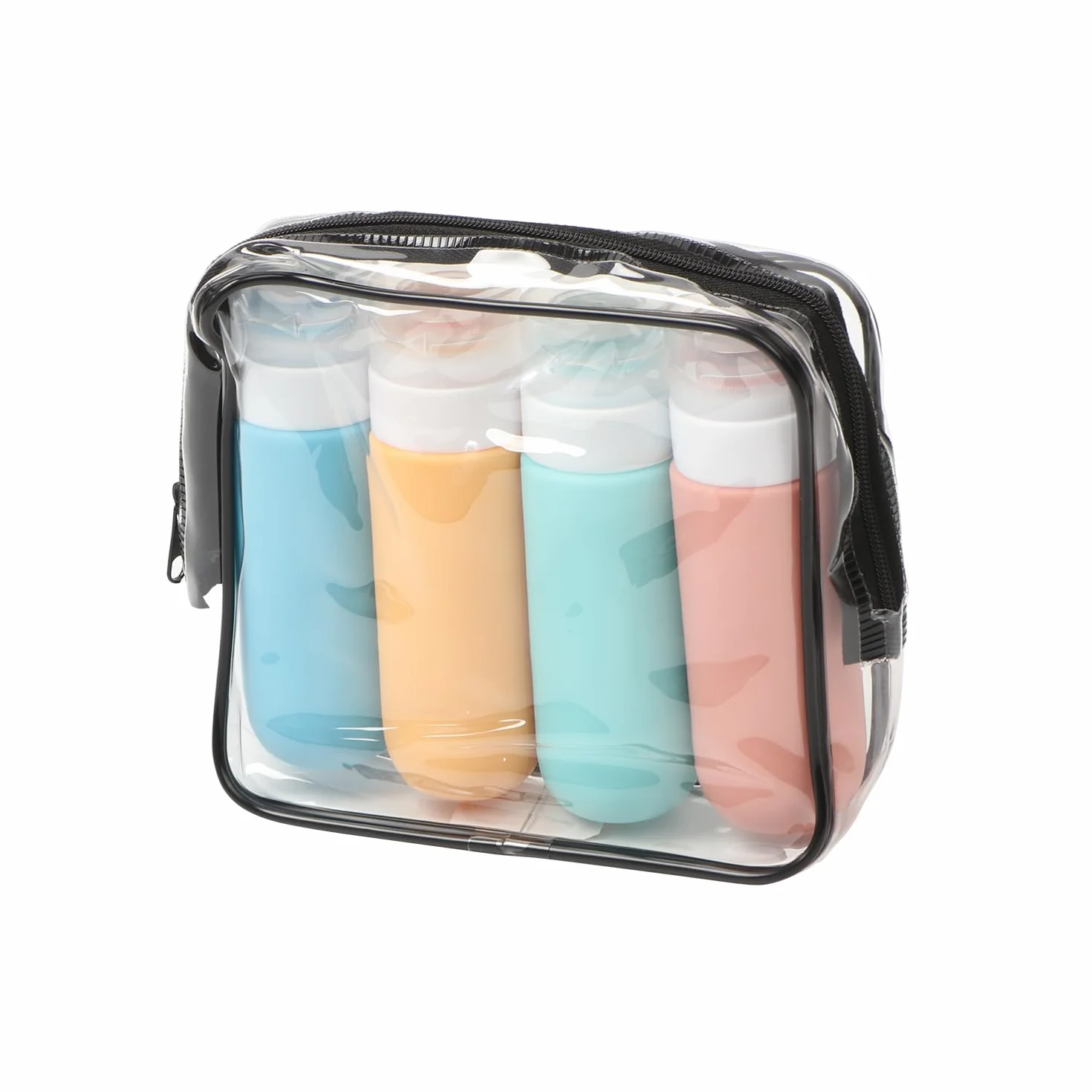 BEPER C302AAC010 Set de Botellas de Viaje de Silicona 90 ml 4 Piezas Antigoteo