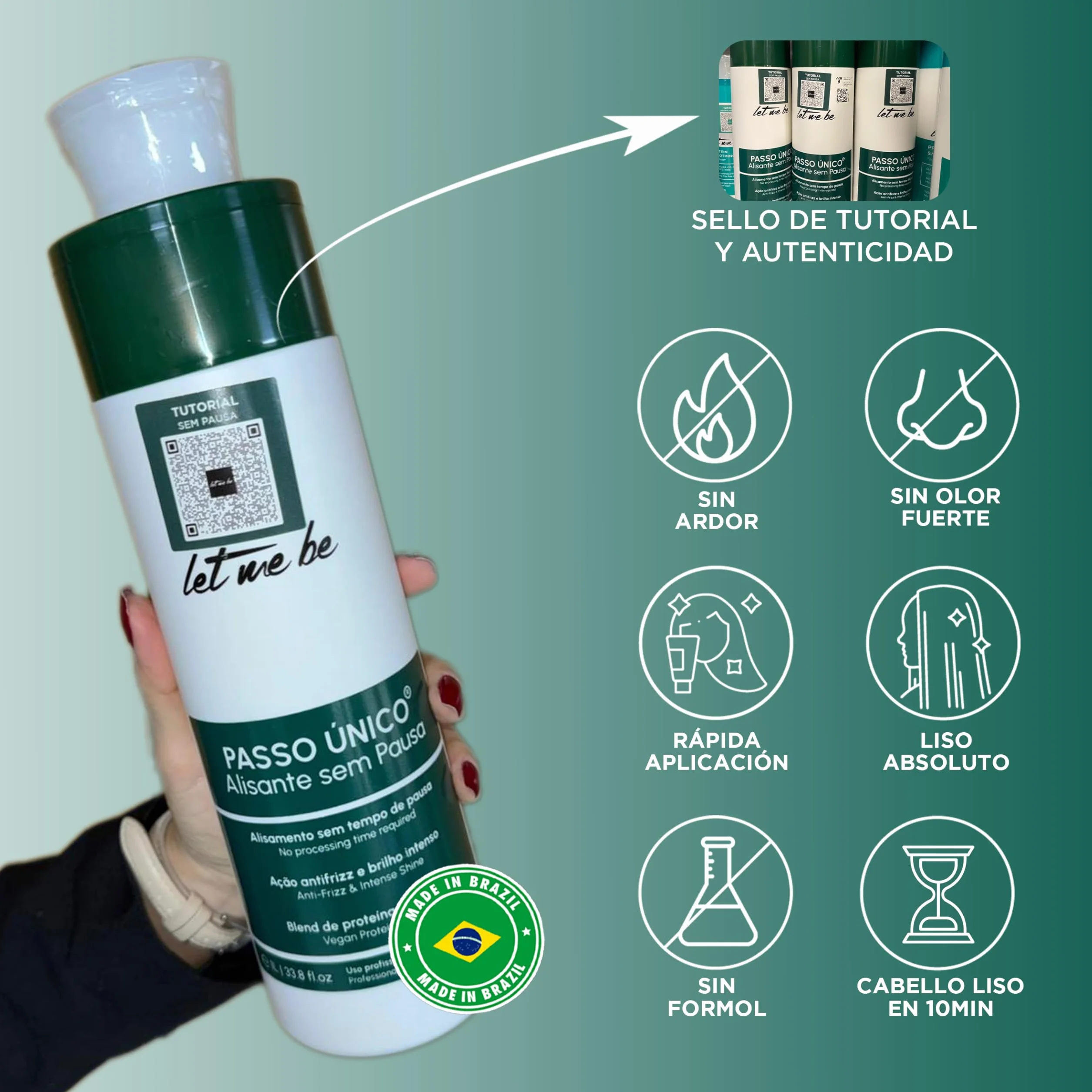 Alisado Brasileño Instantáneo Sin Formol Orgánico Vegano 1L con Aminoácidos, Keratina y Proteínas Vegetales