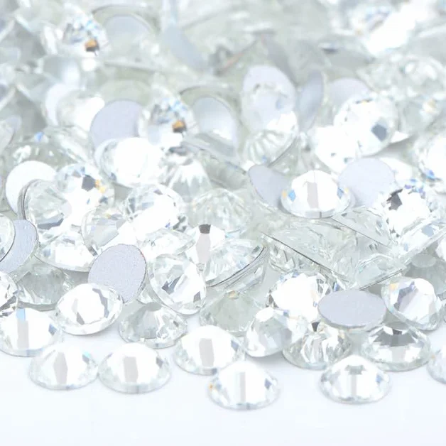 Wholesale 100 Bruto SS6 8 10 12 16 20 30 Cristal Rosa Violeta Parte trasera plana Cristal Rhinestone Bulk Pegamento en la decoración de uñas Piedra-02 Crystal AB, ss6 100gr 14400pcs 01 transparente