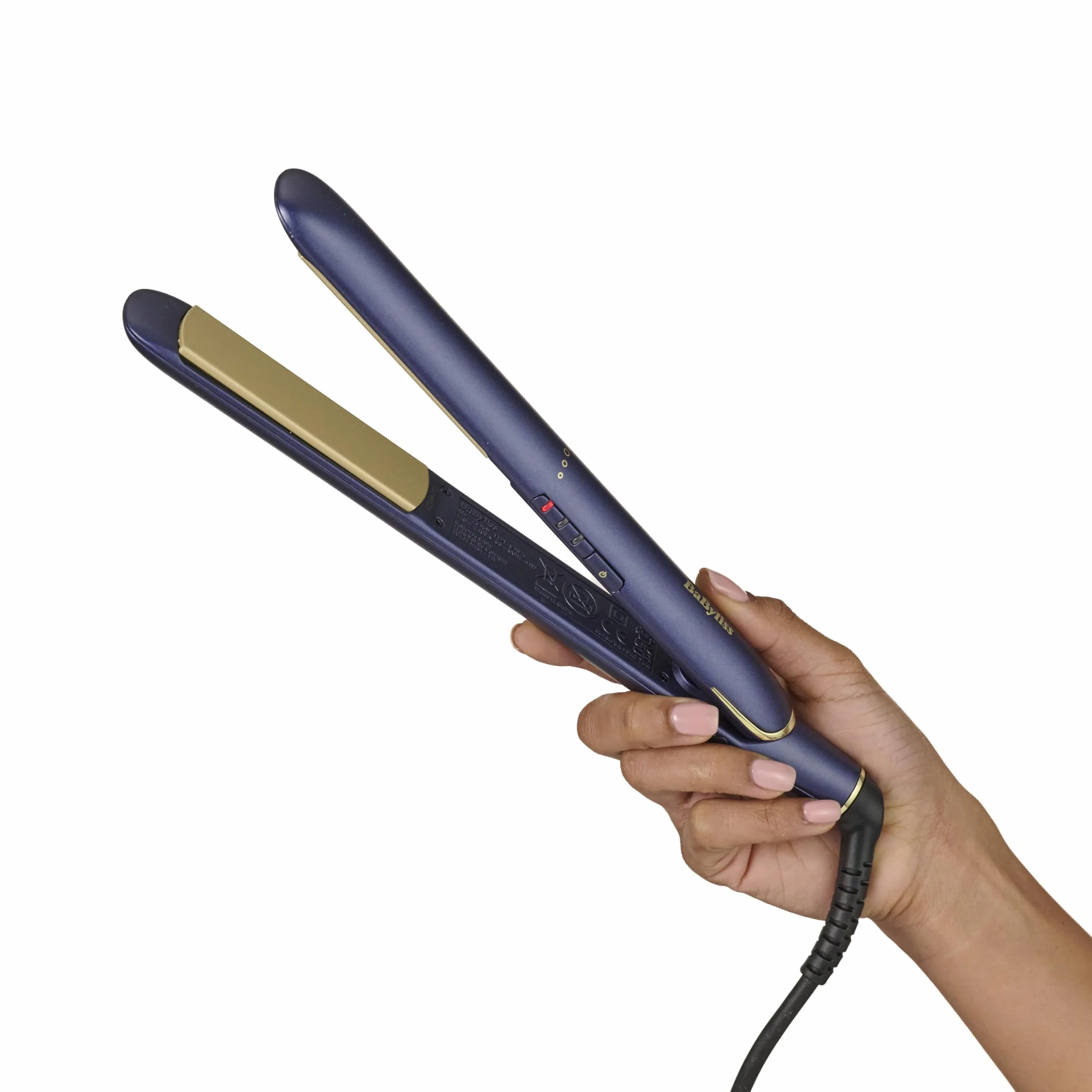 BaByliss Plancha de Pelo Midnight Luxe 2516PE - Placas flotantes de cerámica con titanio, 235°C, Multivoltaje, Azul