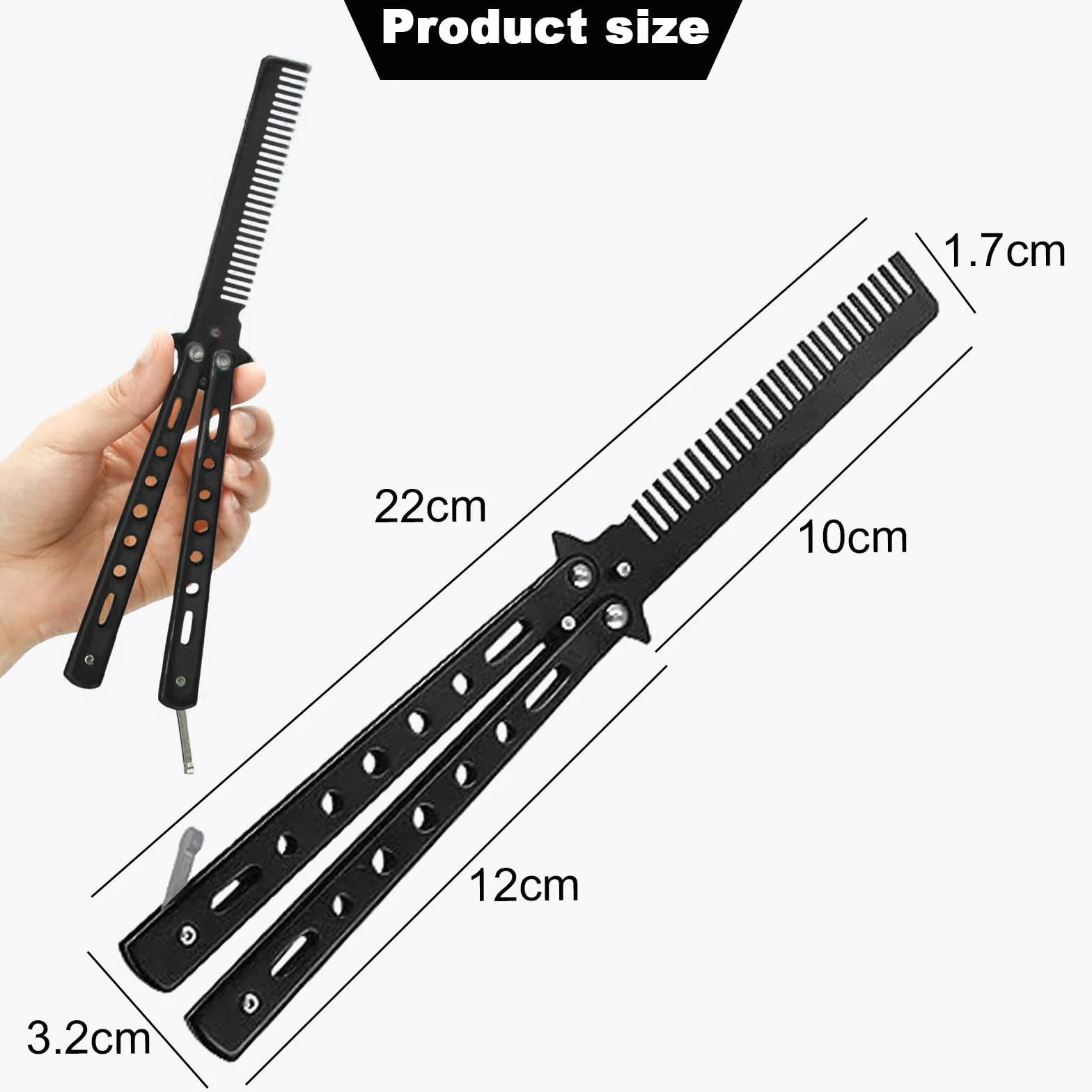 Peine de Mariposa Plegable de Acero Inoxidable para Entrenamiento y Estilo