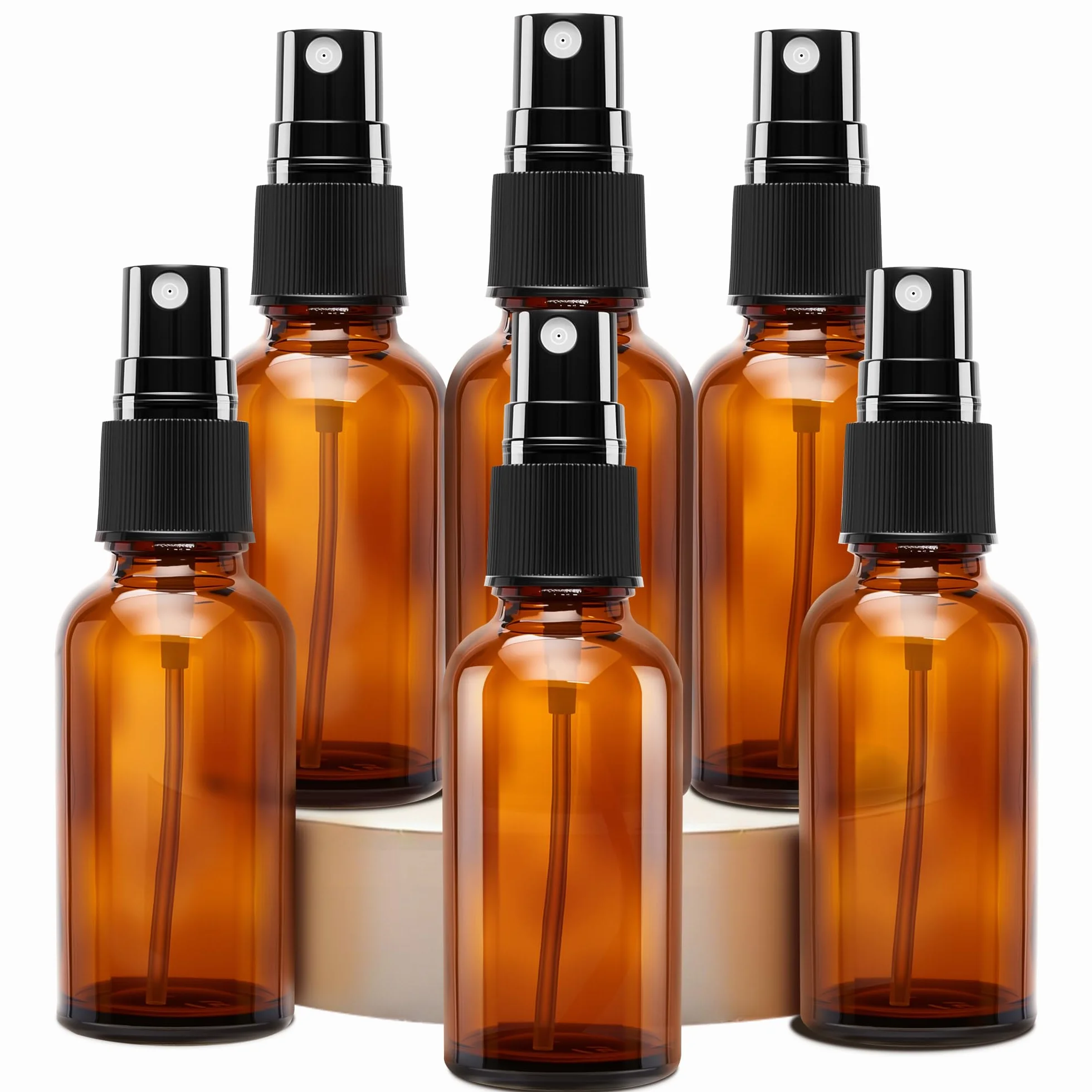 Elalove 6 botellas pulverizadoras de vidrio ámbar 30ml con cuentagotas para aceites esenciales