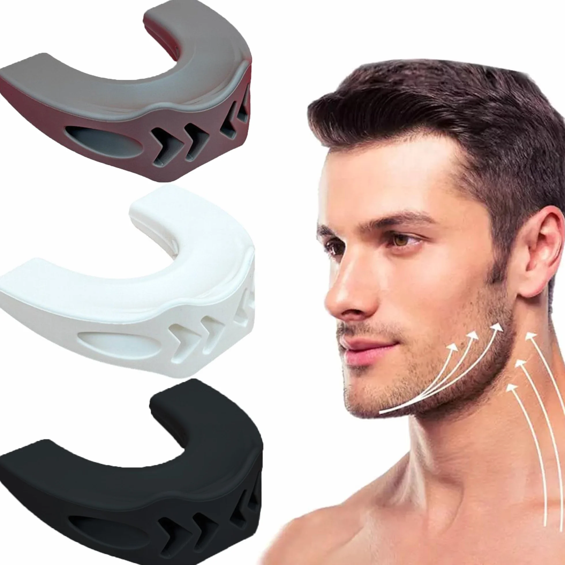 Entrenador de Mandíbula de Silicona, Paquete de 3, Eliminador de Doble Barbilla para Hombres y Mujeres