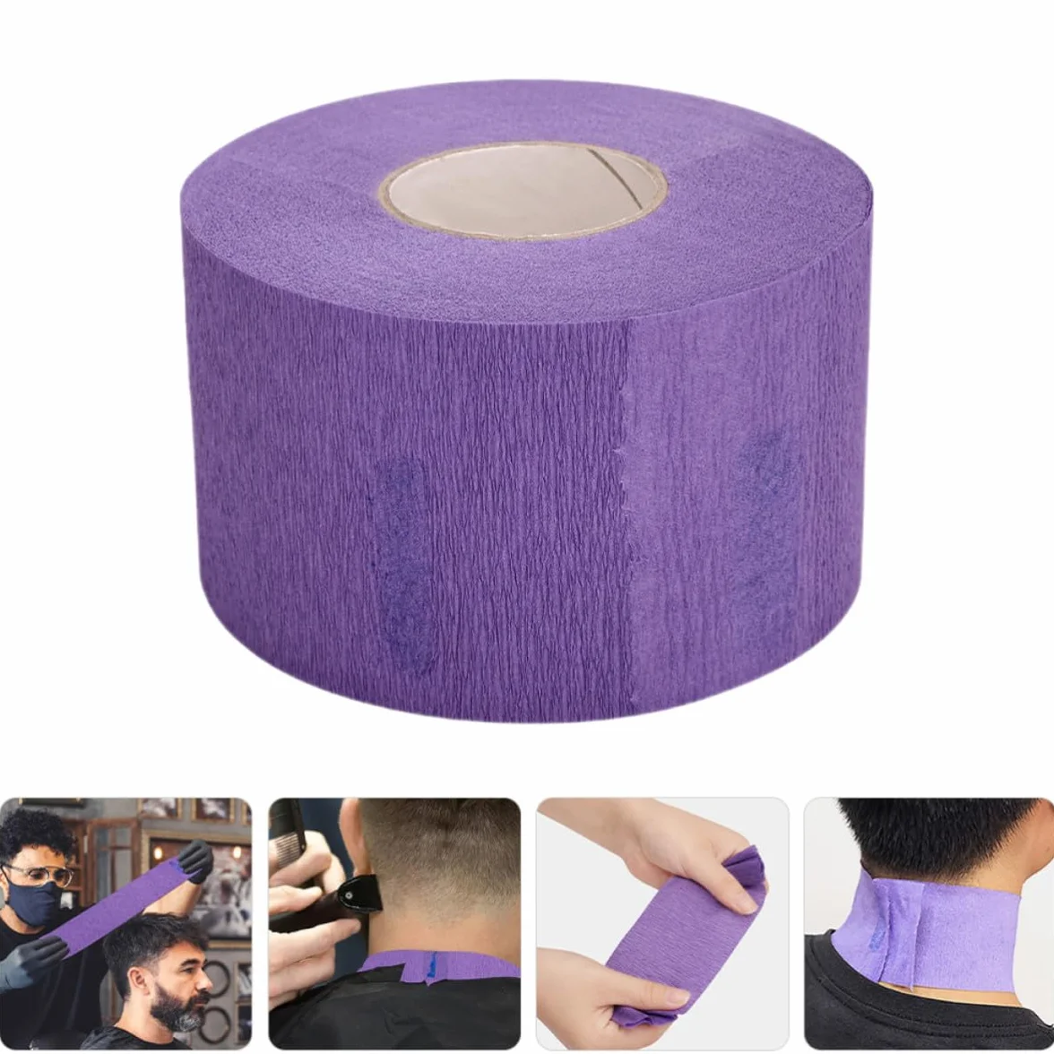 Rollo de Tiras de Papel Crepé Desechables Cuello Protección Antimancha Corte Cabello Peluquería Profesional