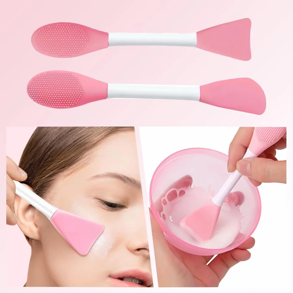 Cepillo De Mascarilla de Silicona, 2Pcs Cepillo Aplicador de Limpieza Facial, Herramienta de Belleza