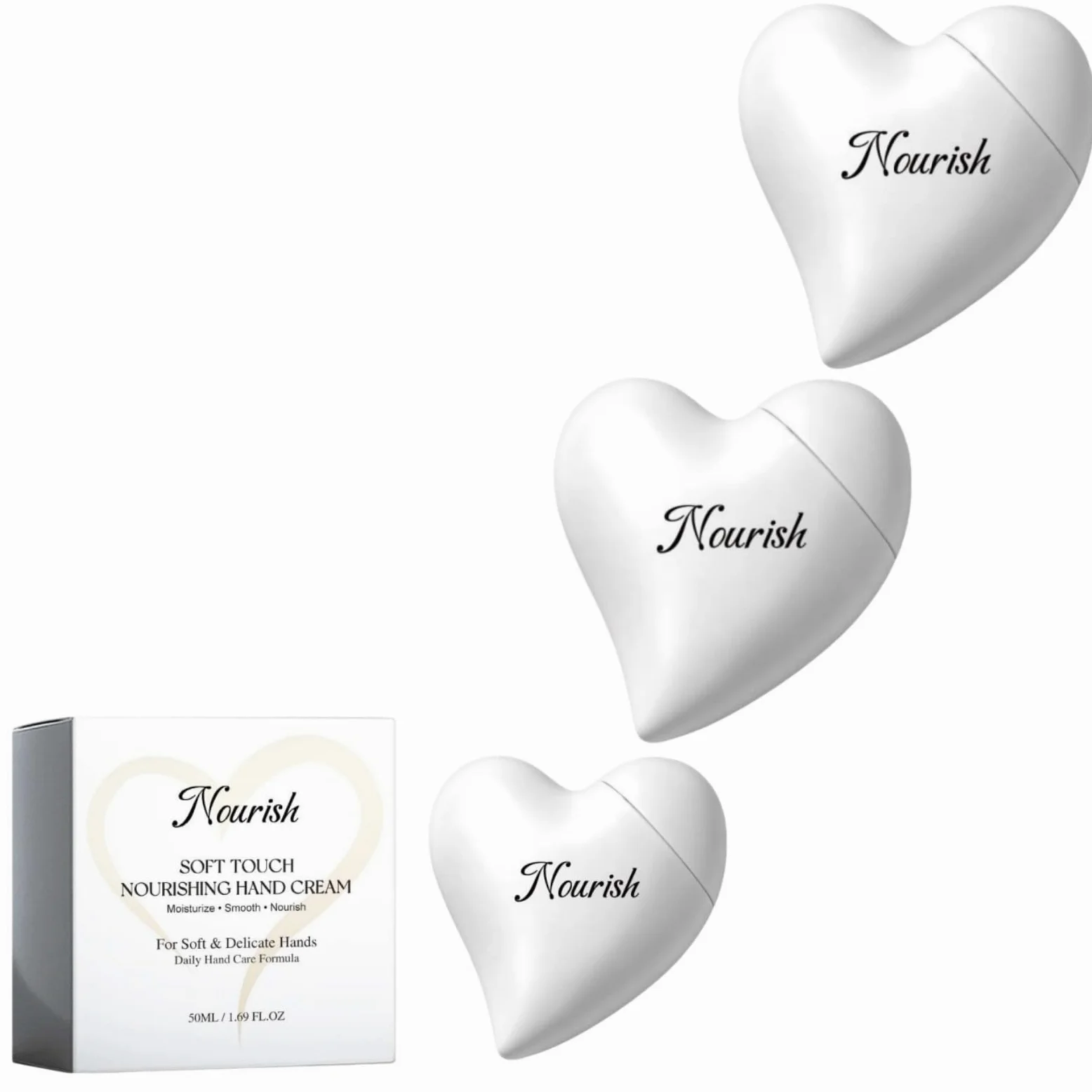 Crema de manos nutritiva con forma de corazón, 50 ml, cuidado hidratante para manos suaves | Crema de manos en embalaje de corazón de moda, fórmula nutritiva e hidratante para suavizar las manos secas a diario