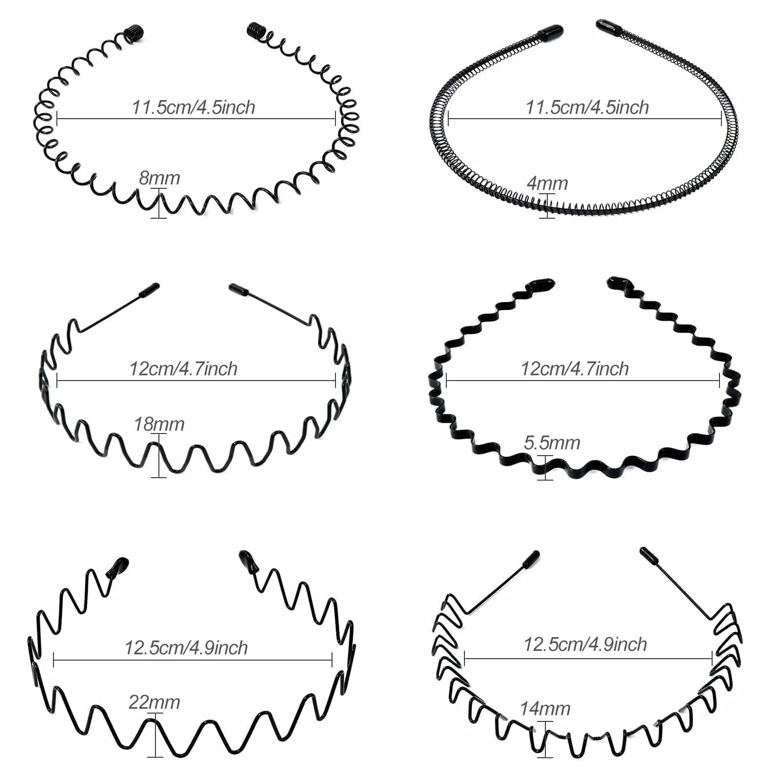 Diadema de Metal Ondulado 6 Piezas Hanyousheng Cinta de Pelo Antideslizante Elástica