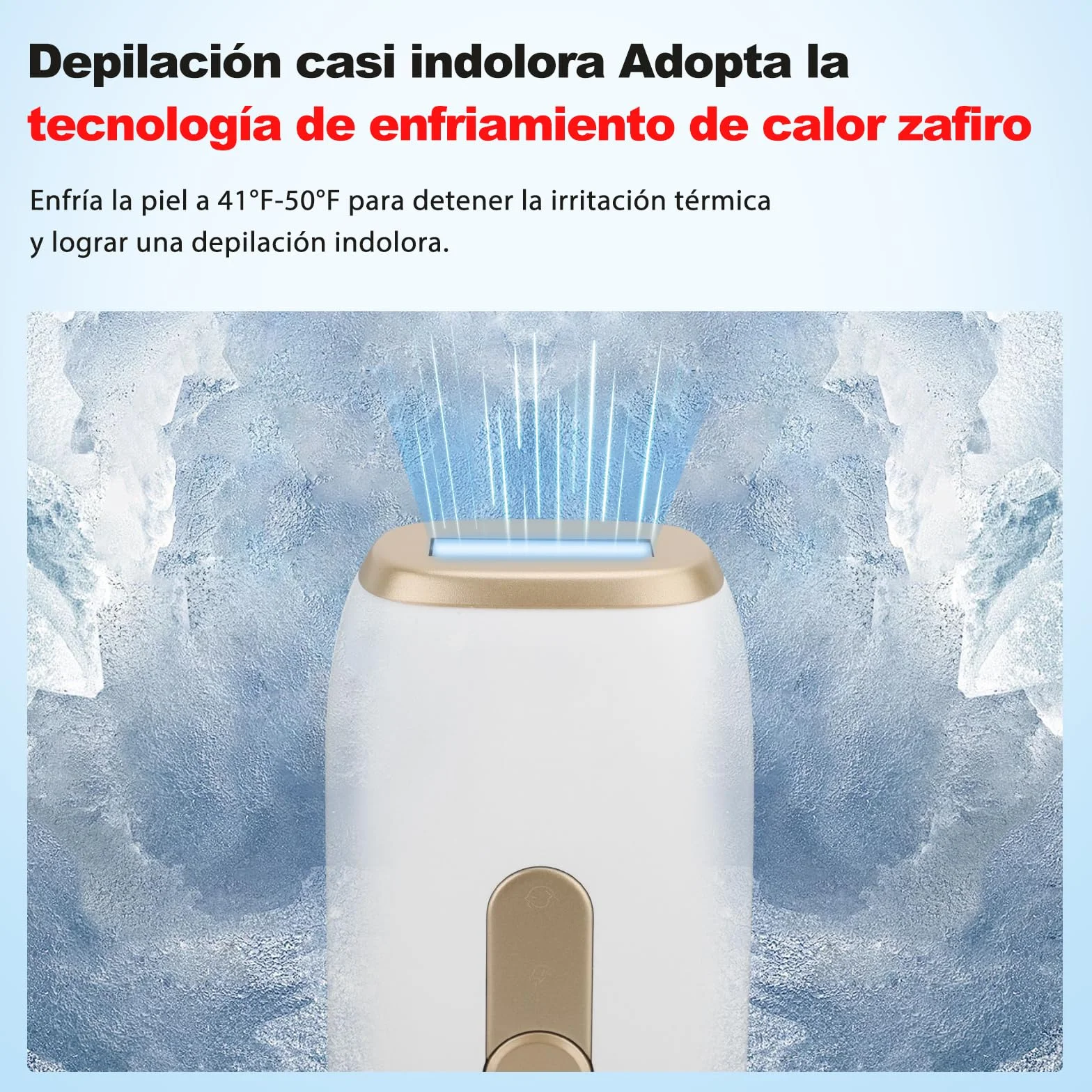 Depiladora Luz Pulsada IPL 1200 nm Refrigeración Zafiro 3 Modos 5 Velocidades Cuerpo y Rostro