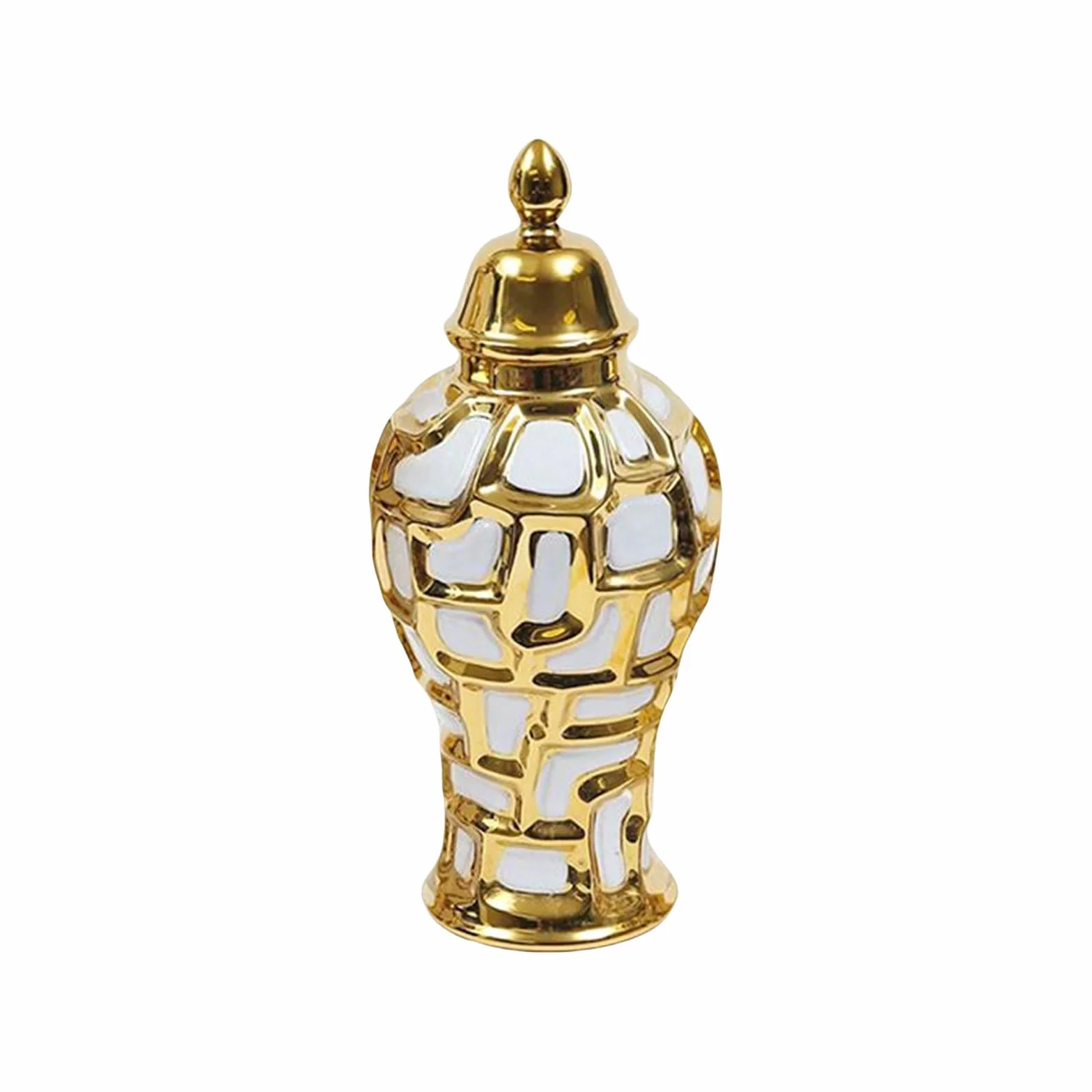 Florero de cerámica con abovedada, Recipiente para cosméticos con galvanoplastia para Decoraciones del hogar y la Boda, Elegante Recipiente para tarros de
