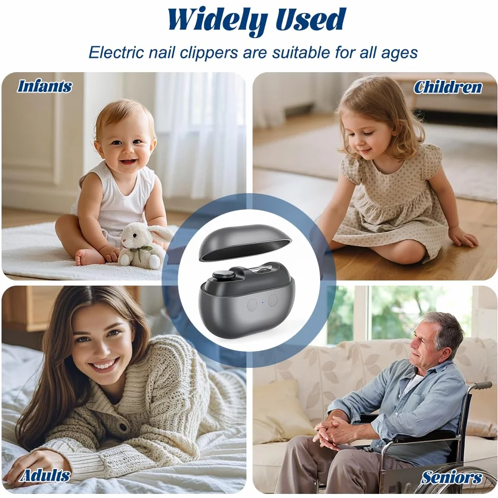 Cortauñas Eléctrico 2 en 1 Automático con Luz LED Recargable USB para Niños Adultos Ancianos