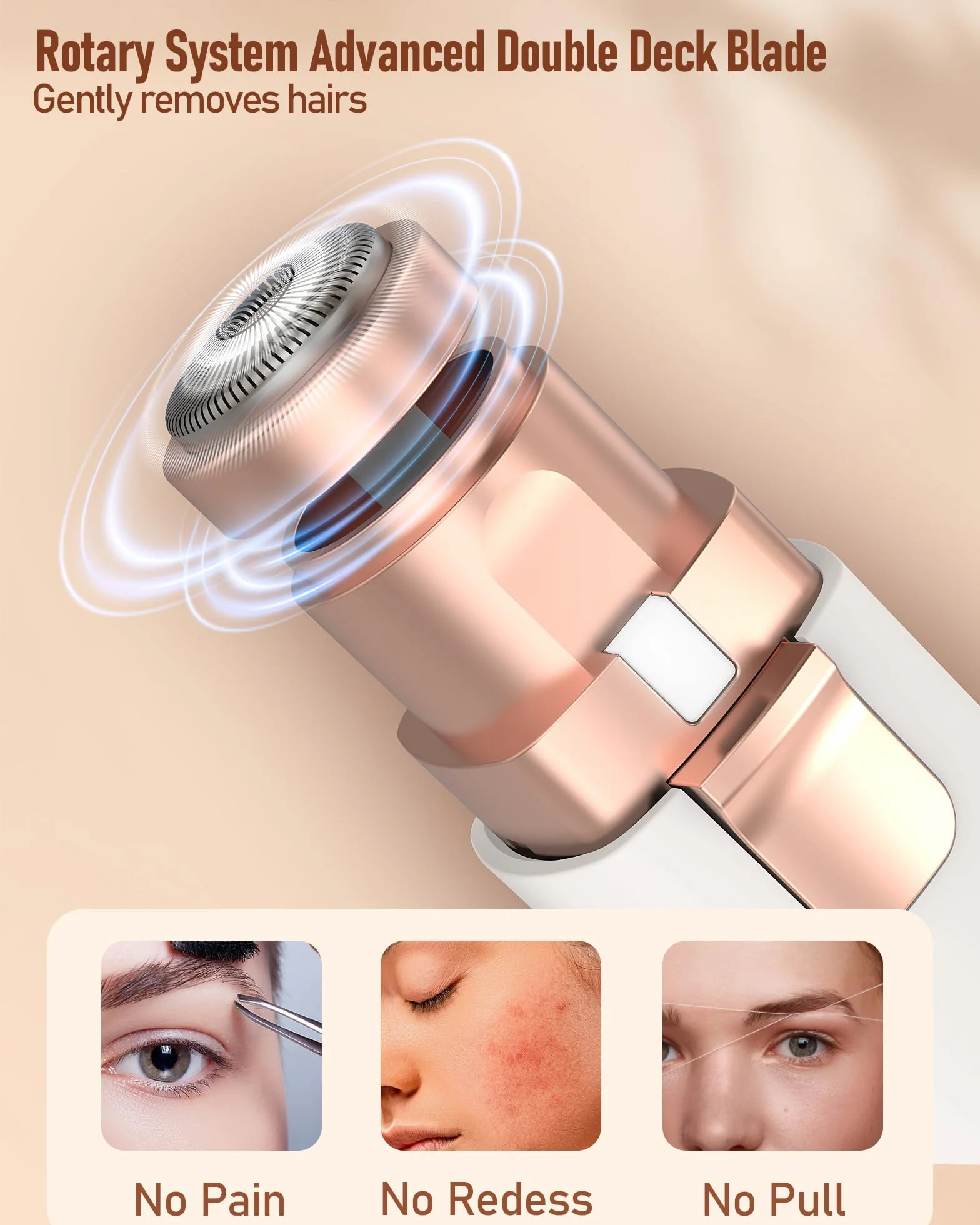 Rasuradora Facial Mujer recortadora de cejas electrica: iFANZETECH Rasuradora Facial Electrica Eliminar el Vello sin Dolor con Luz Smartlight Labio Superior, Barbilla, Mejillas y Cejas Regalo Mujer
