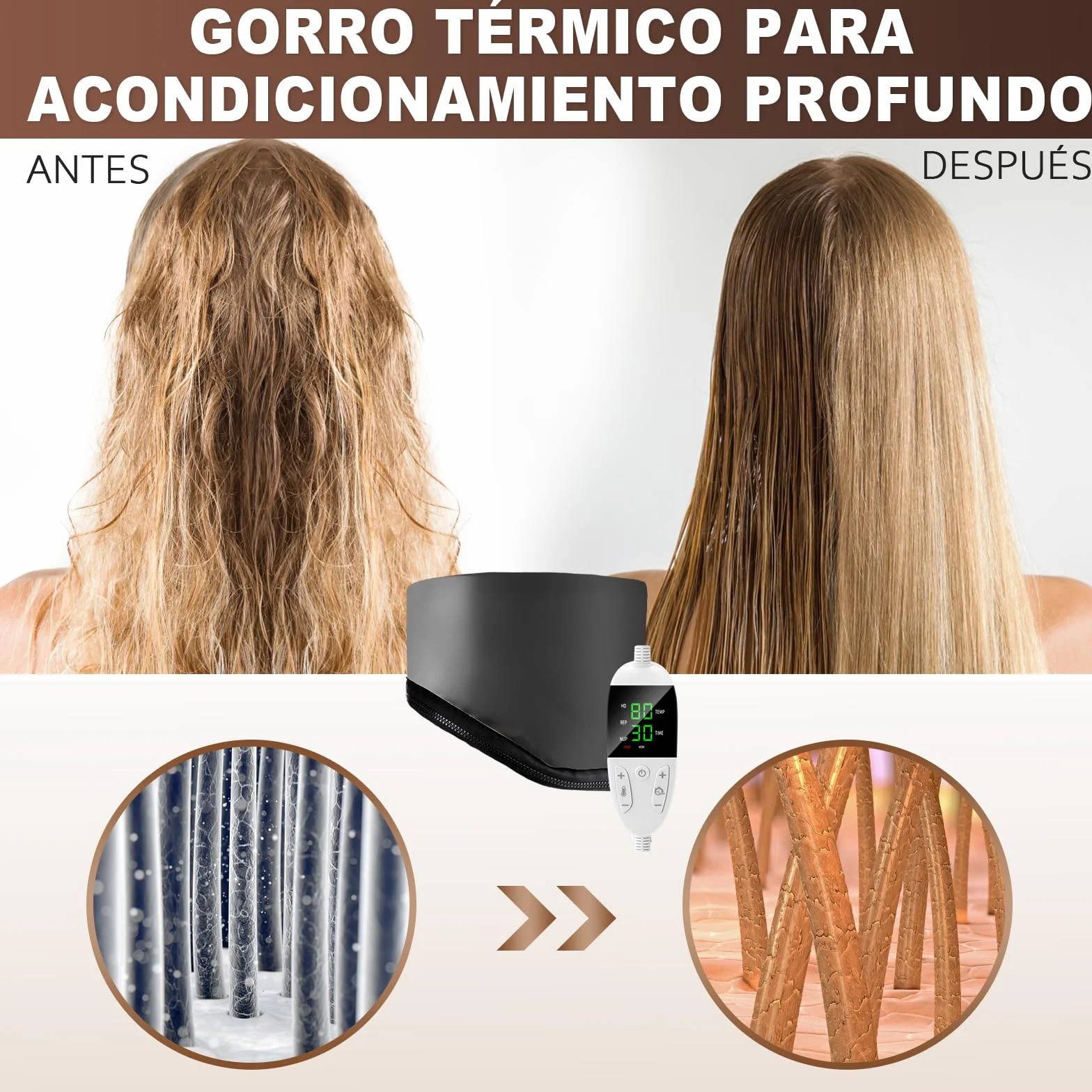 Biutee Gorro Térmico con Temporizador 10-90 Minutos Temperatura Ajustable Peluquería Spas Salones Hogar Negro
