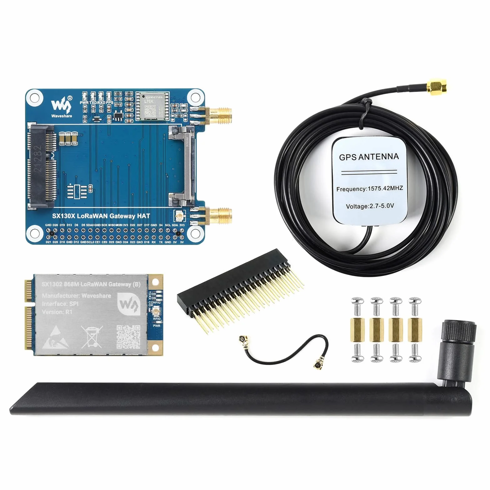 Waveshare SX1302 868M LoRaWAN Gateway Hat for Raspberry Pi L76K Module Mini-PCIe Socket Long Range Multi-Band