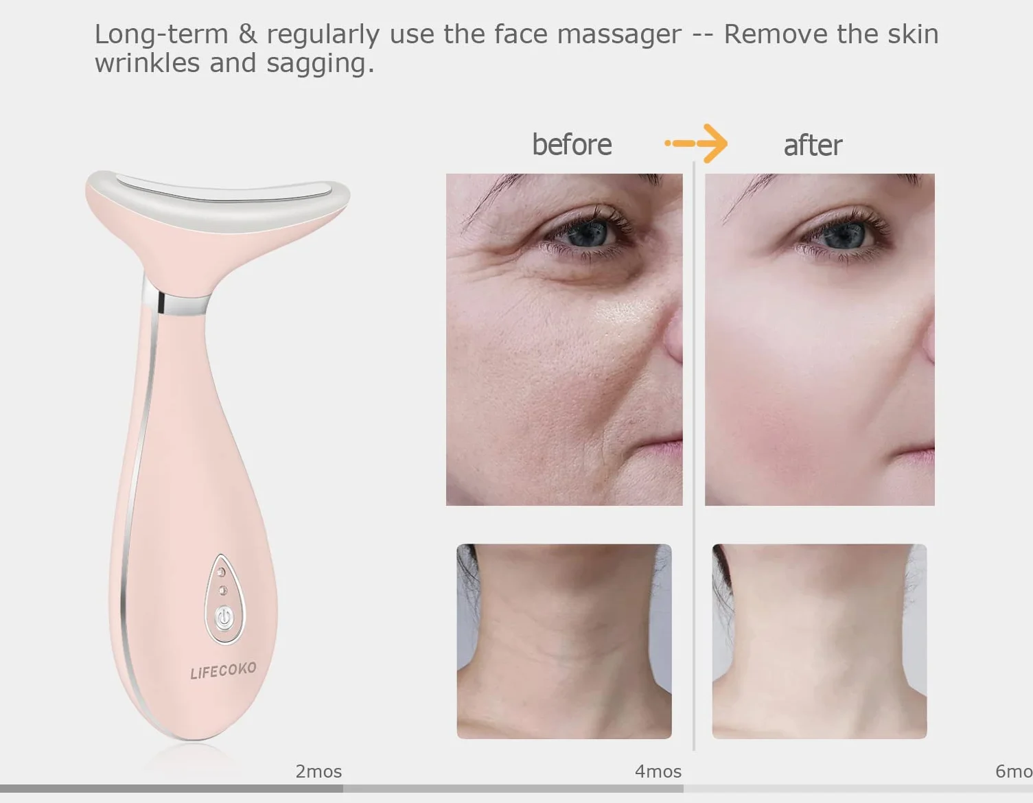 Masajeador facial eléctrico antiarrugas recargable por USB portátil (Rosa)