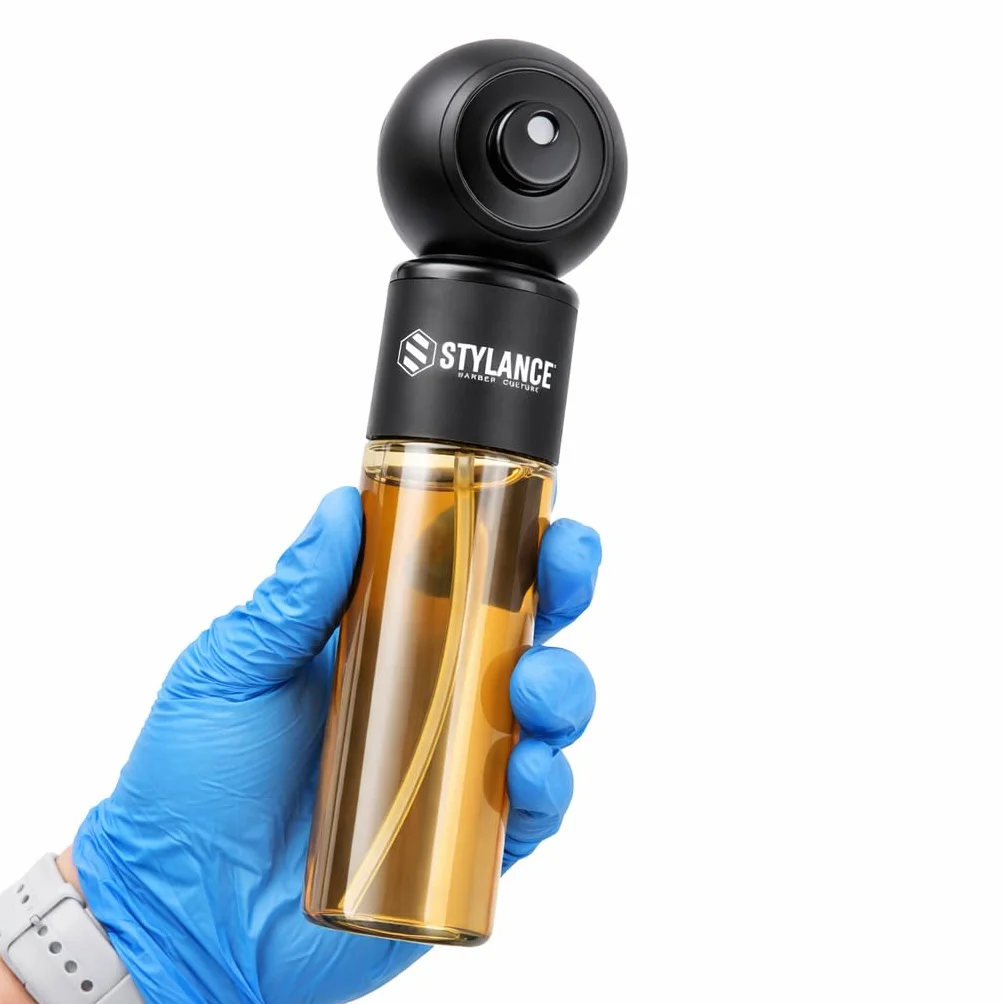 Barbería Botella eléctrica pulverizador profesional recargable niebla fina nano atomizador continuo mate negro