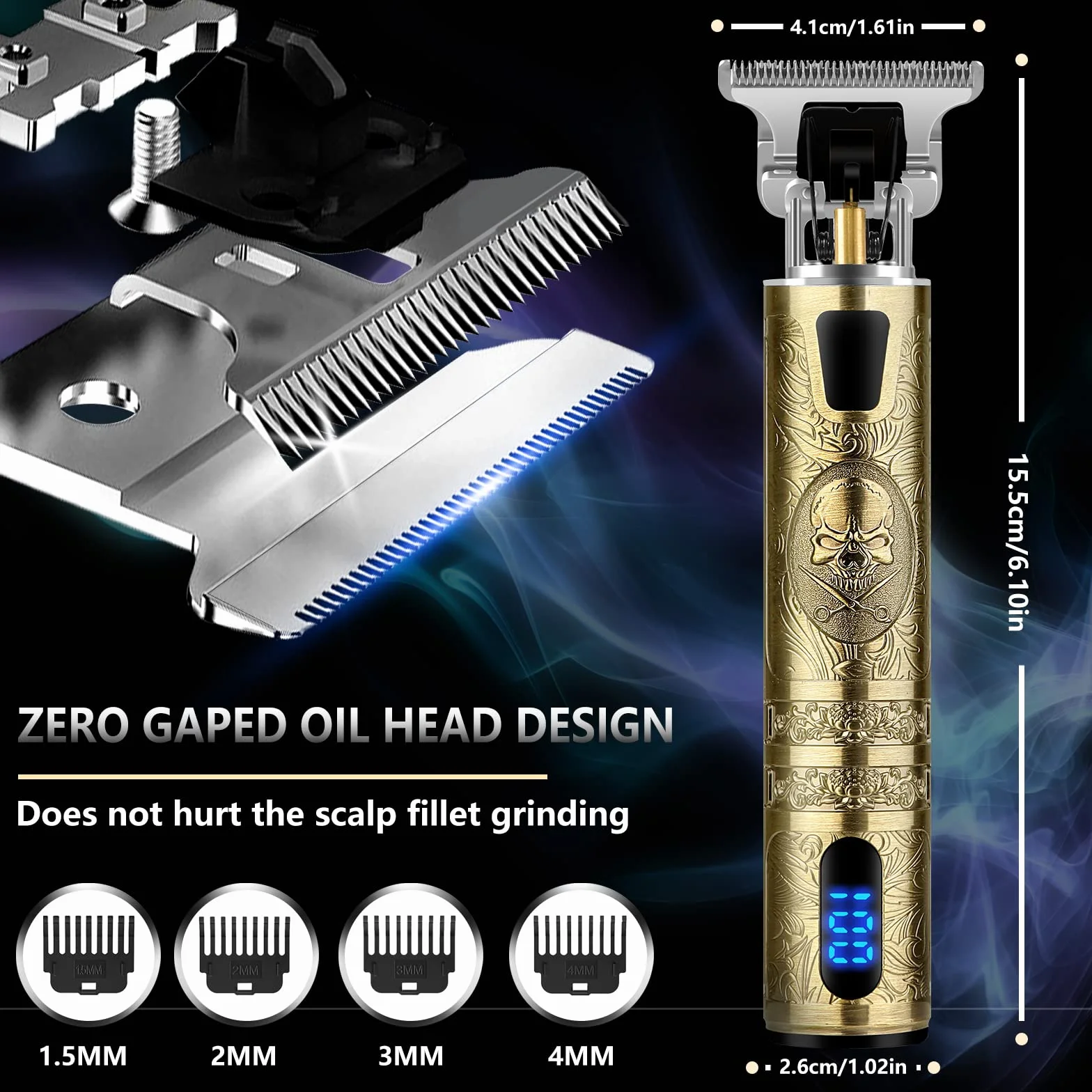 Cortapelos Hombre Profesional, Maquina Cortar Pelo Inalambrica con LED Pantalla, Carga Rapida USB