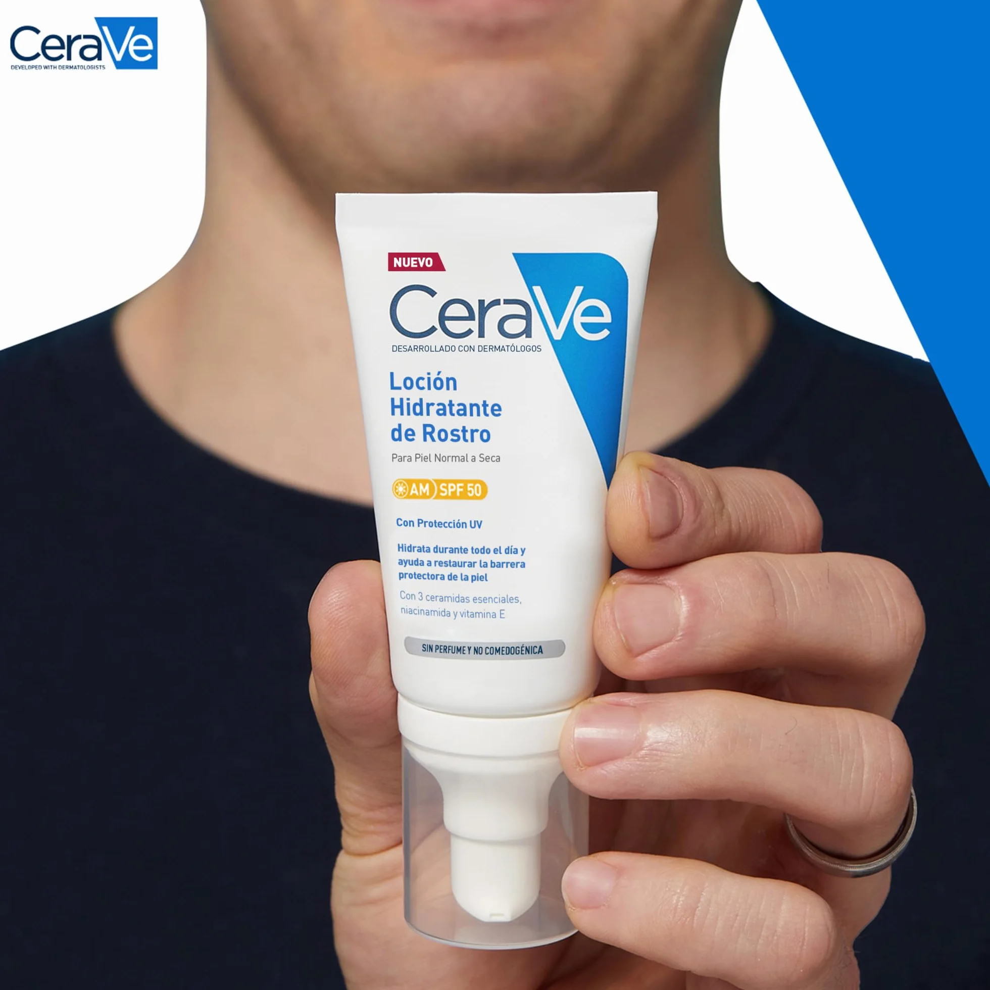 CeraVe Loción Hidratante de Rostro SPF 50 52ml para Piel Normal a Seca