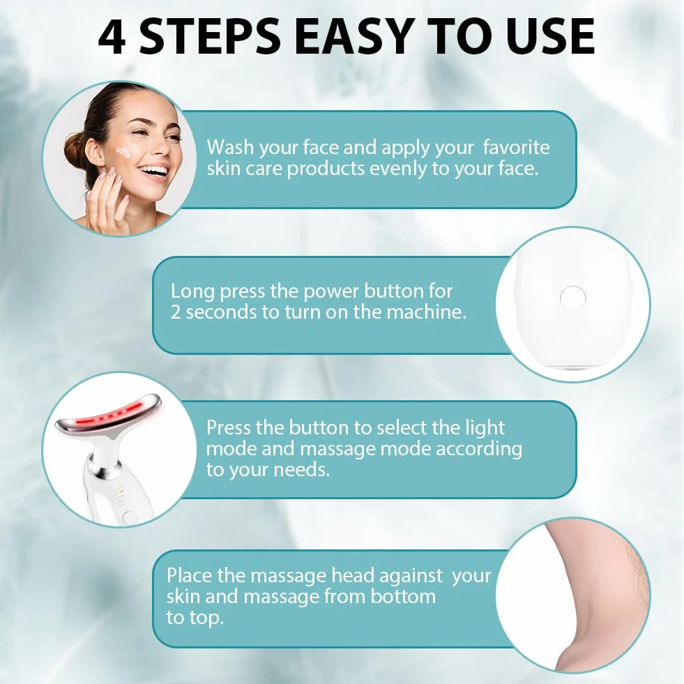 ACWOO Masajeador Facial, Masajeador Facial Eléctrico Antiarrugas, Masajeador de Belleza para Reafirmar la Piel para Rostro y Cuello, 45 ℃ Medidor de Belleza Facial, 3 Modos