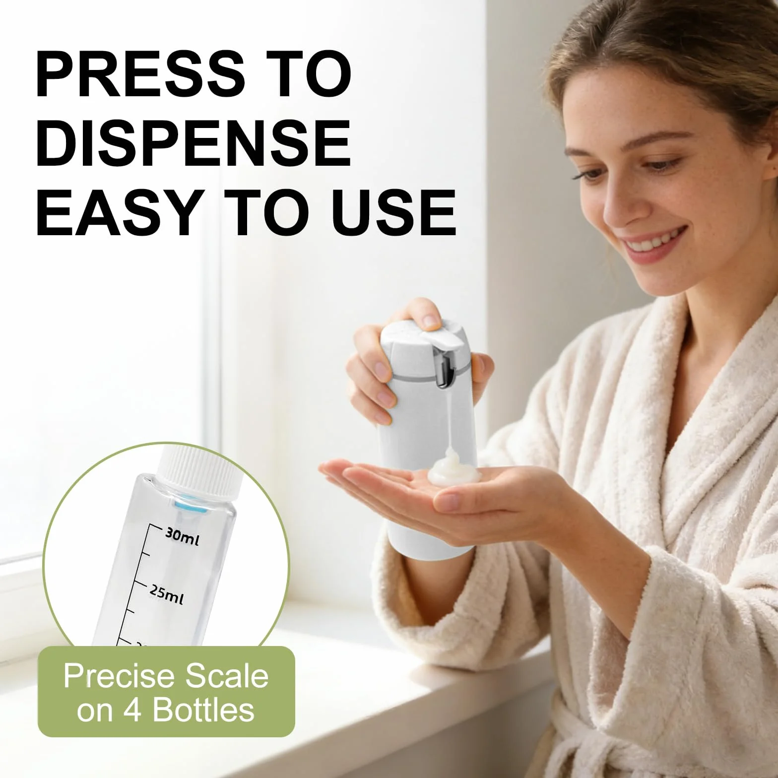 4 en 1 Dispensador de Viaje 30 ml Botellas Recargables Antifugas con Estuche