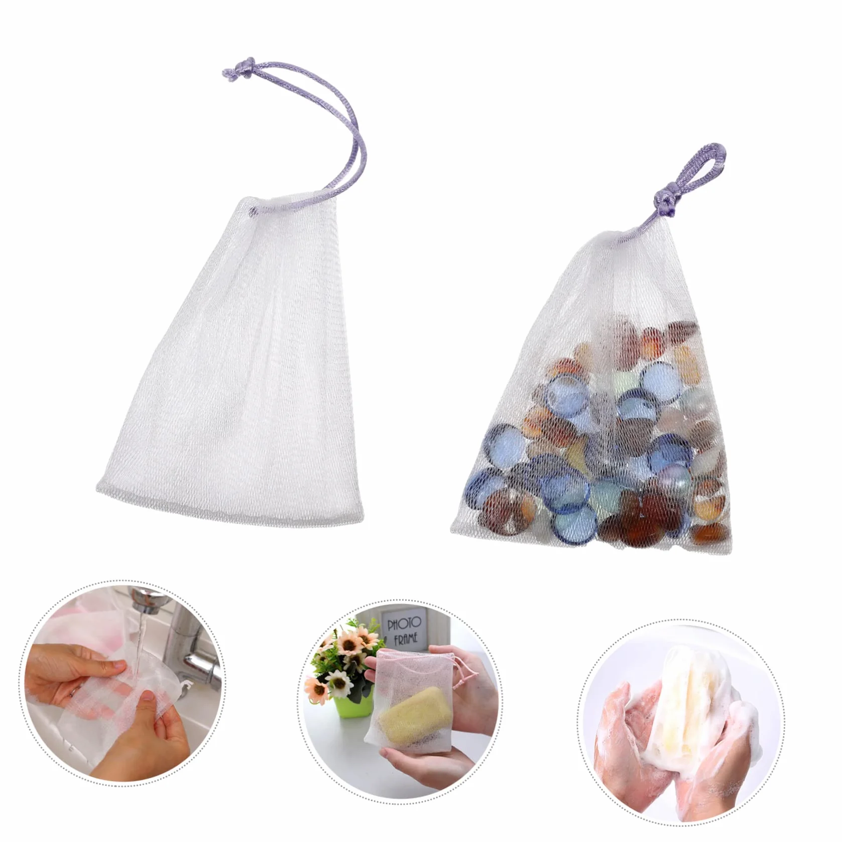 Bolsa De Jabón De Espumante Facial Suministros Cinta Delicada Ducha Ligera Portátil 40 Piezas