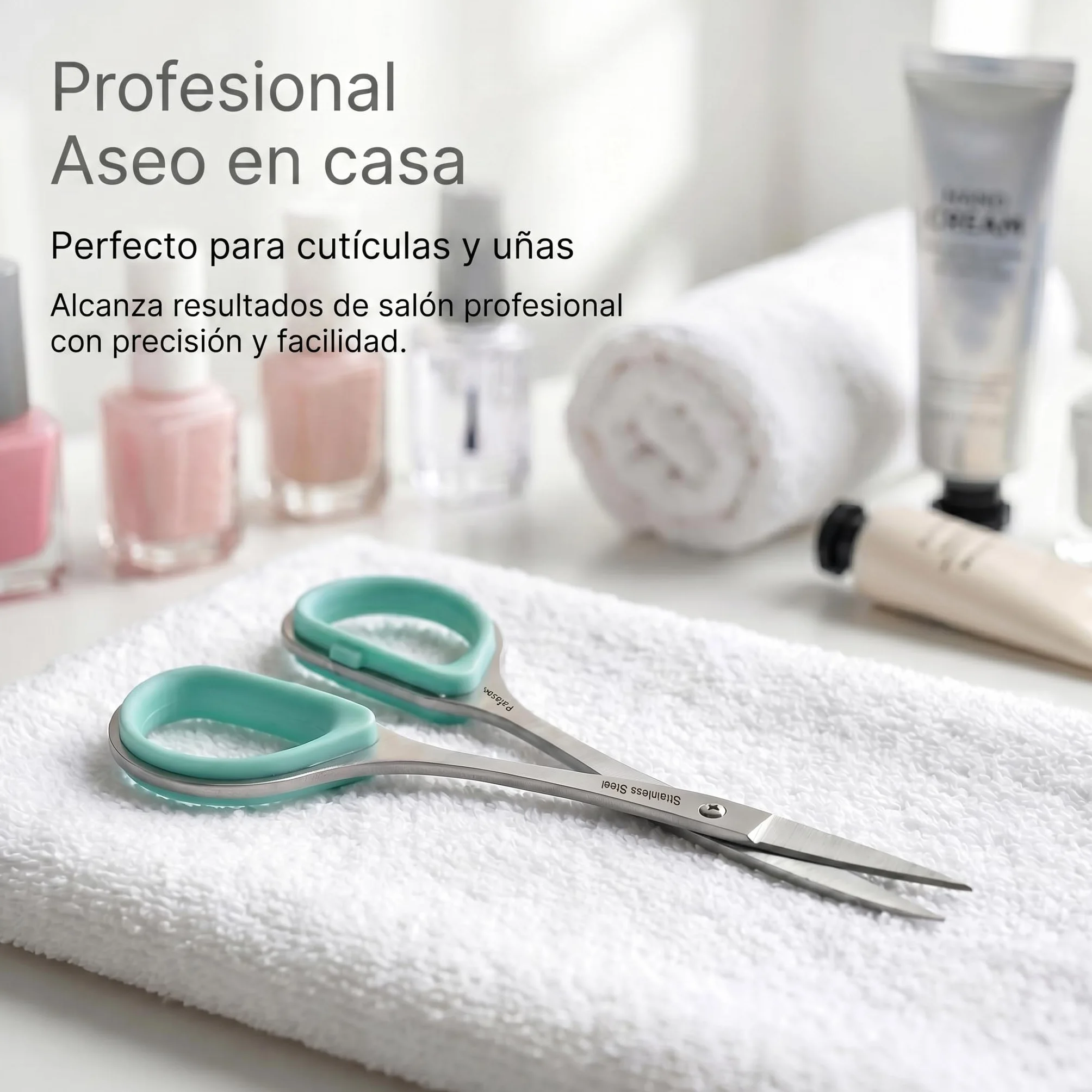 PAFASON Tijeras Cutículas 2 Piezas Punta Curva Recta Manicura Pedicura Estuche Cuero Premium