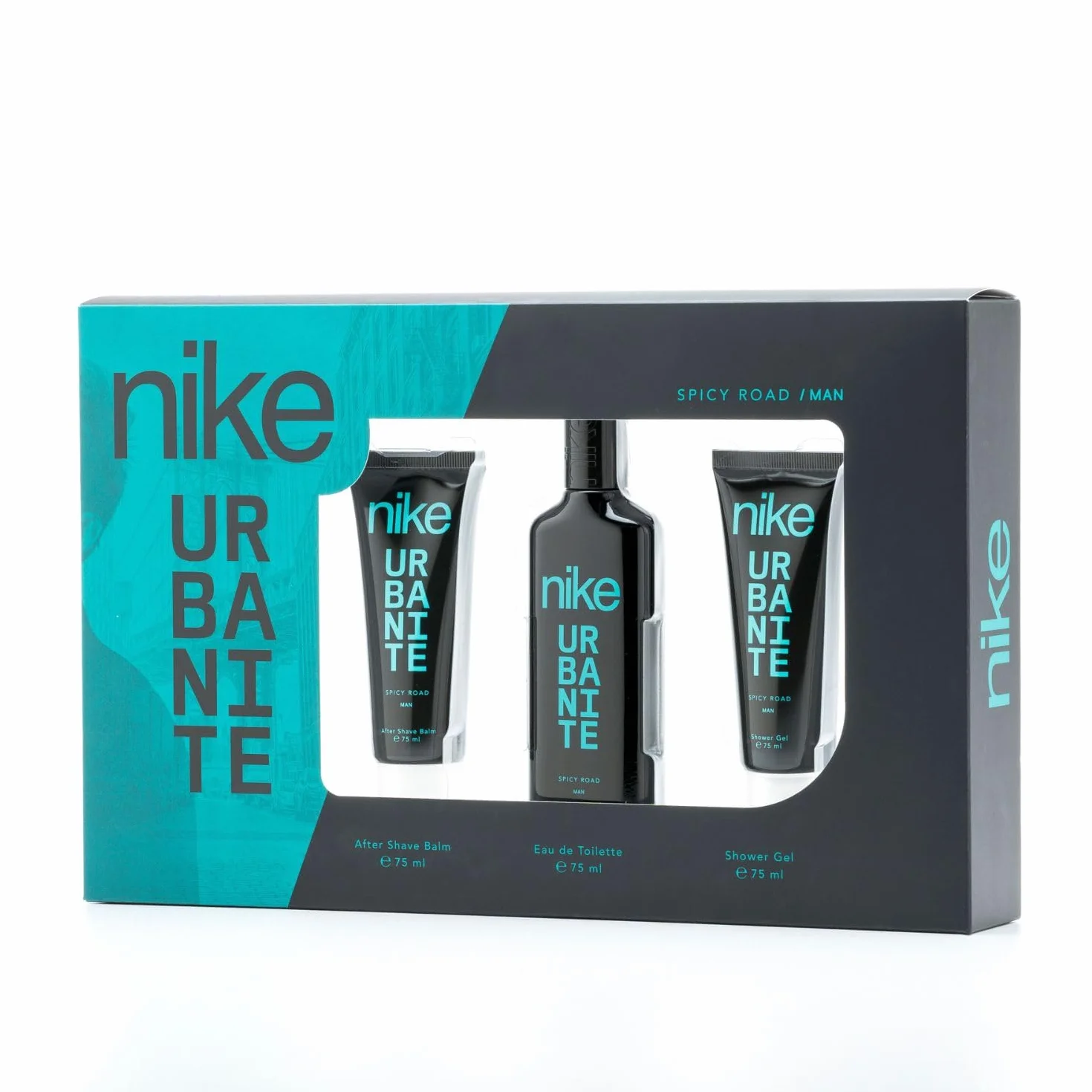 NIKE Spicy Road Estuche de Regalo Hombre Colonia 75ml + Gel de Baño 75ml + After Shave 75ml Eau de Toilette Natural