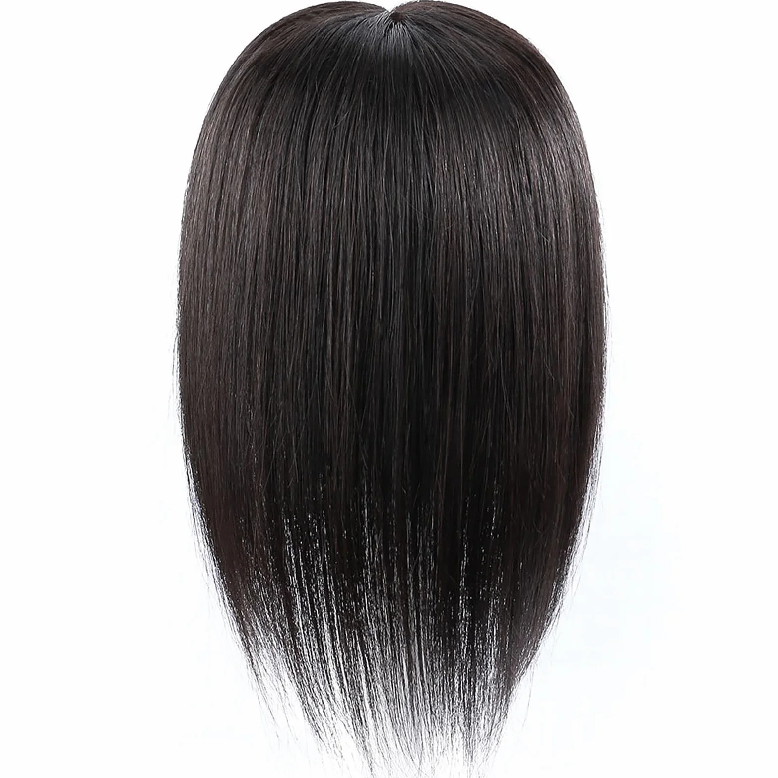 Toppers De Cabello for Mujeres Tupé De Cabello Humano Real for Cabello Fino Extensiones De Cabello Con Clip De 4" X 5" Postizo Atado A Mano Pelucas Con Cobertura 3D for Cubrir Canas(Black,25cm)