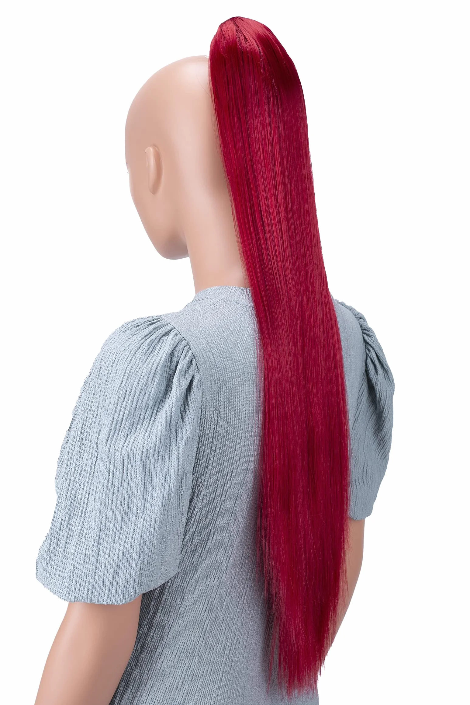 CAISHA Postizo Trenza Cola De Caballo Liso 70 cm Extensiones Cabello Rojo H100